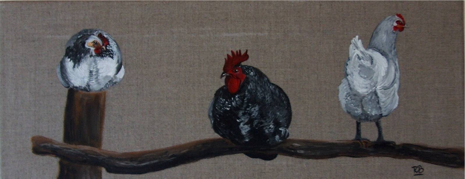 Chickens on a branch 3 . 