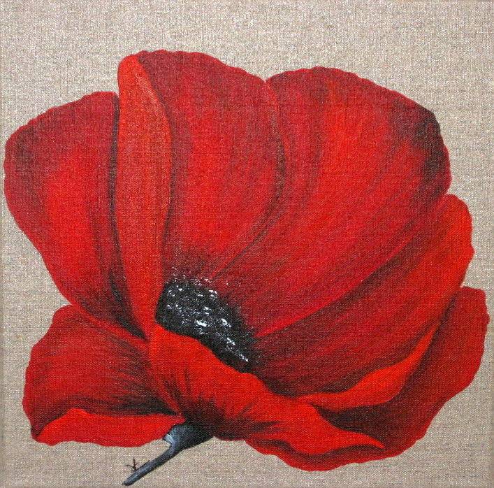 Poppy on linen n ° 46. Christine Vanacker Christine Vanacker