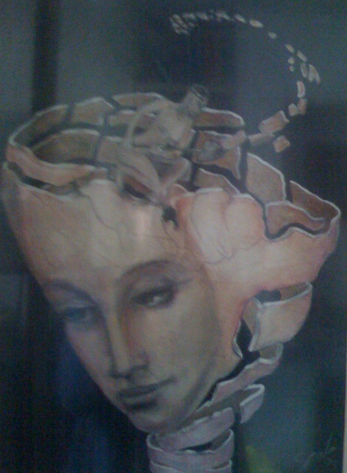 Table original watercolor / Glaze / pastels: «widen the head». Scala Christine Scala