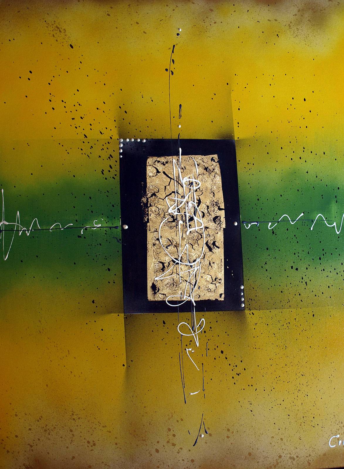 Projection and gold leaf.. 