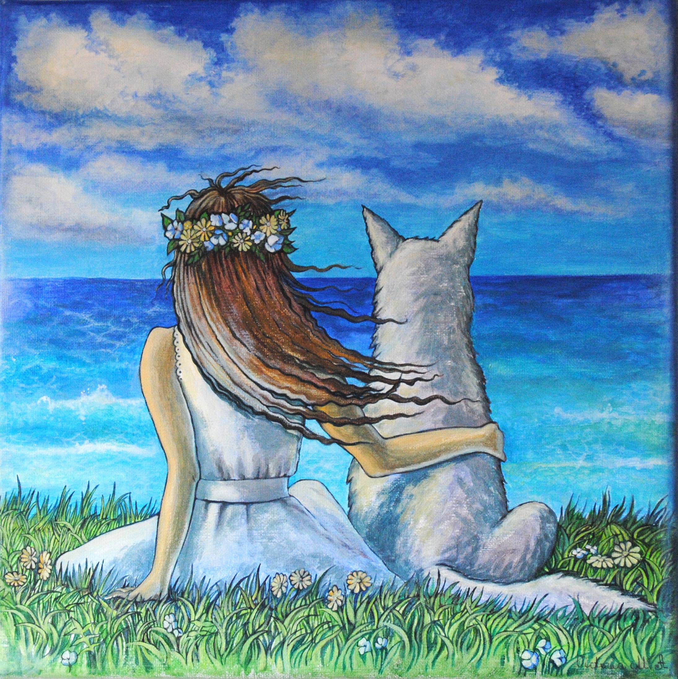 La fille et le chien. Allakhverdieva Victoria Allakhverdieva Victoria