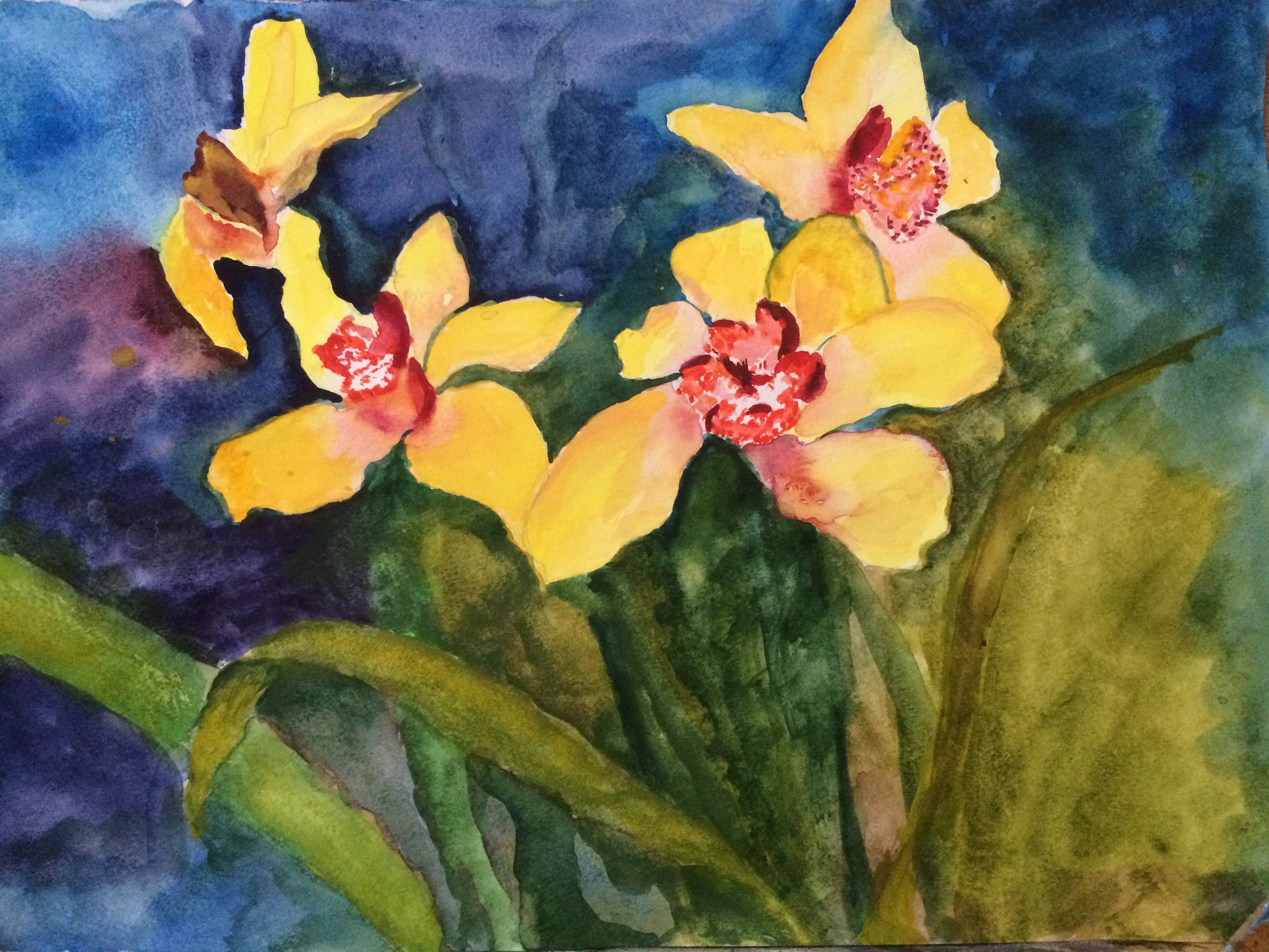 Irises on the blue background. Saule Abdramanova Saule Abdramanova