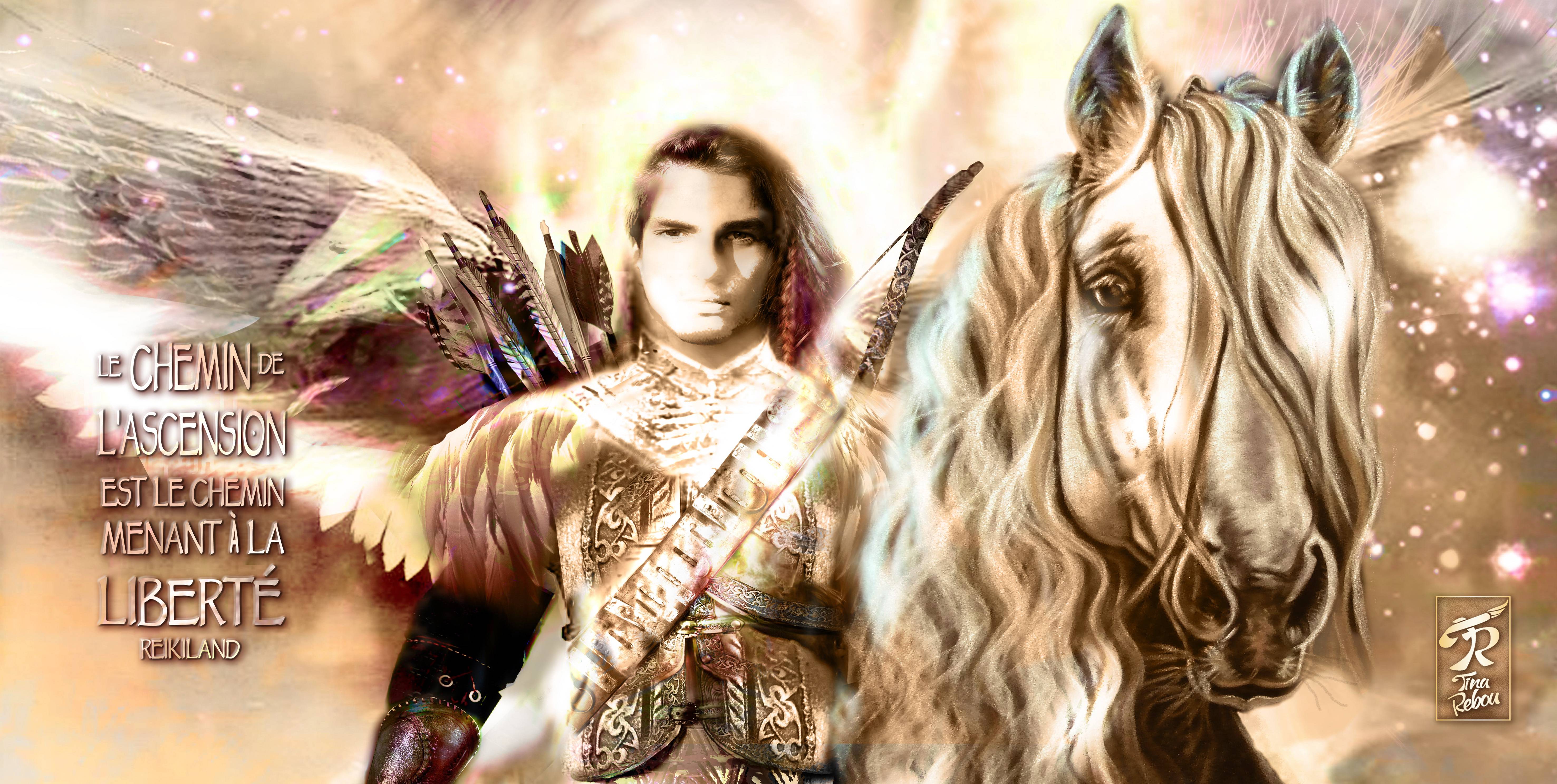 Cheval & Archange - Pastel & Art Numérique - Digigraphie Edition Limitée. Tinarebou Tinarebou