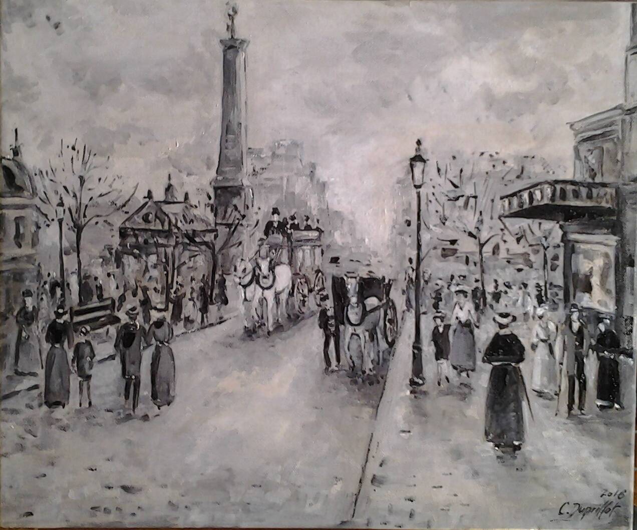 La Bastille en noir et blanc. 