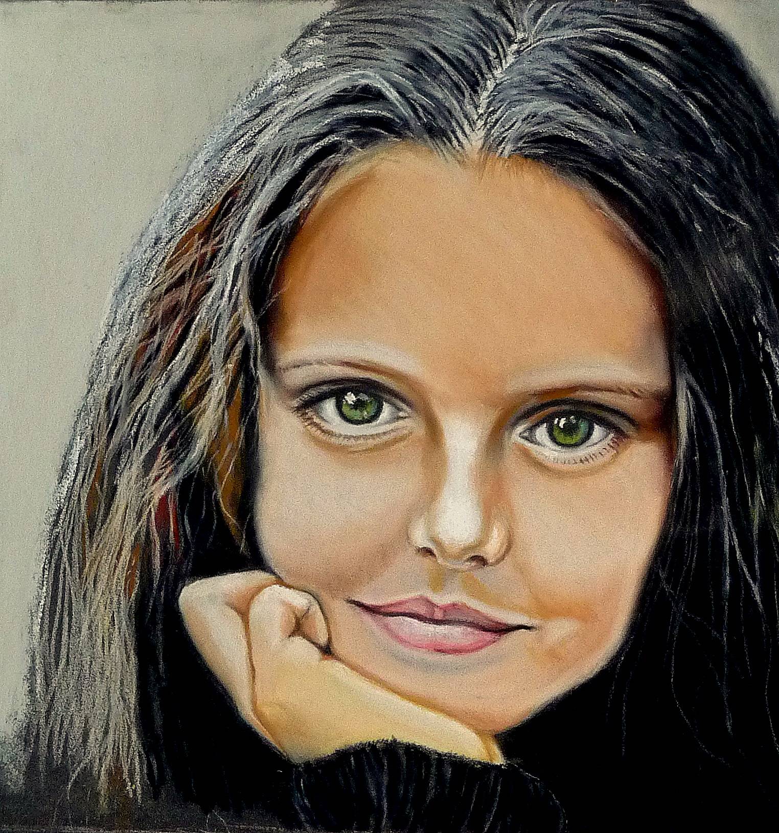 Les yeux verts. 