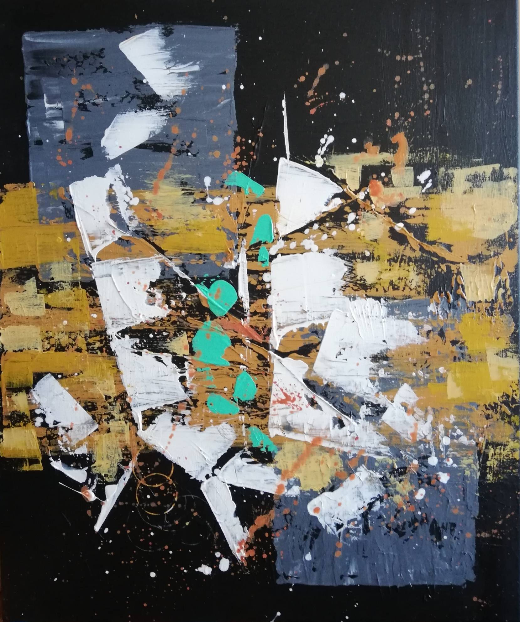 Abstrait n°10 sur fond noir. Marie-Christine Lamorre