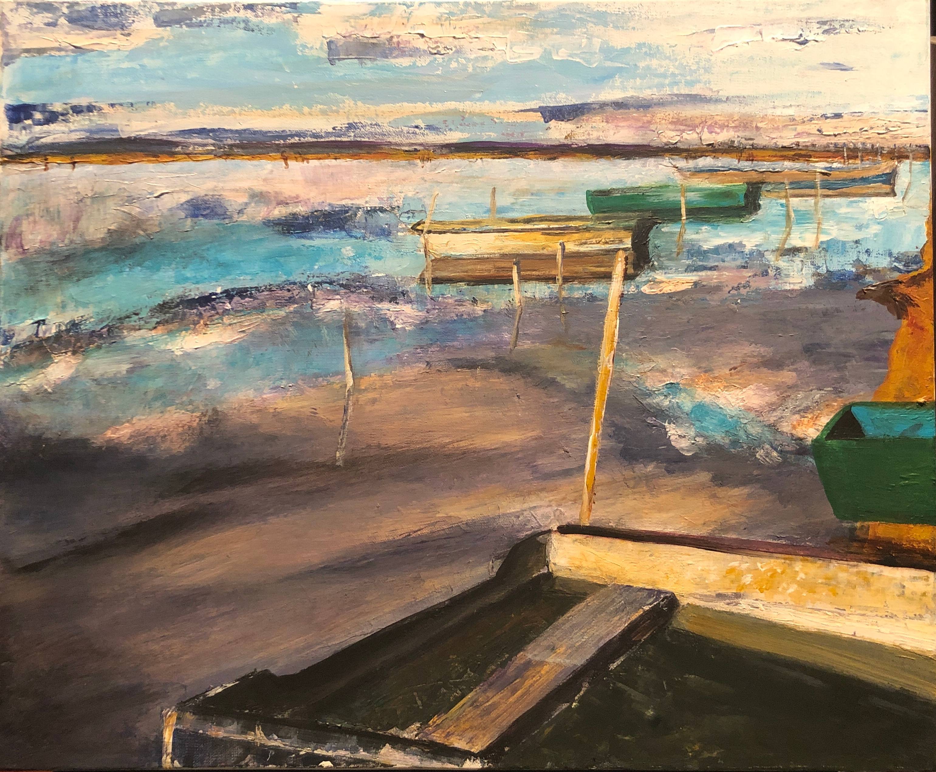 Boats in the veiled sea. 
