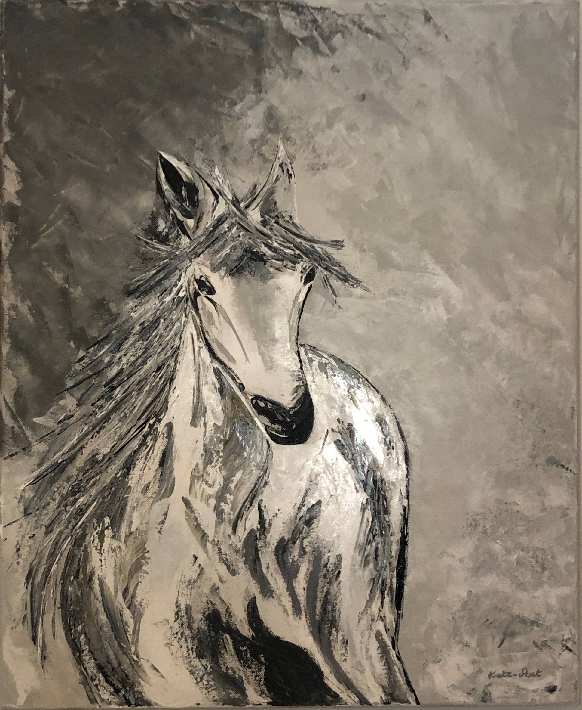 A horse on the snowy winter. Kate_Art