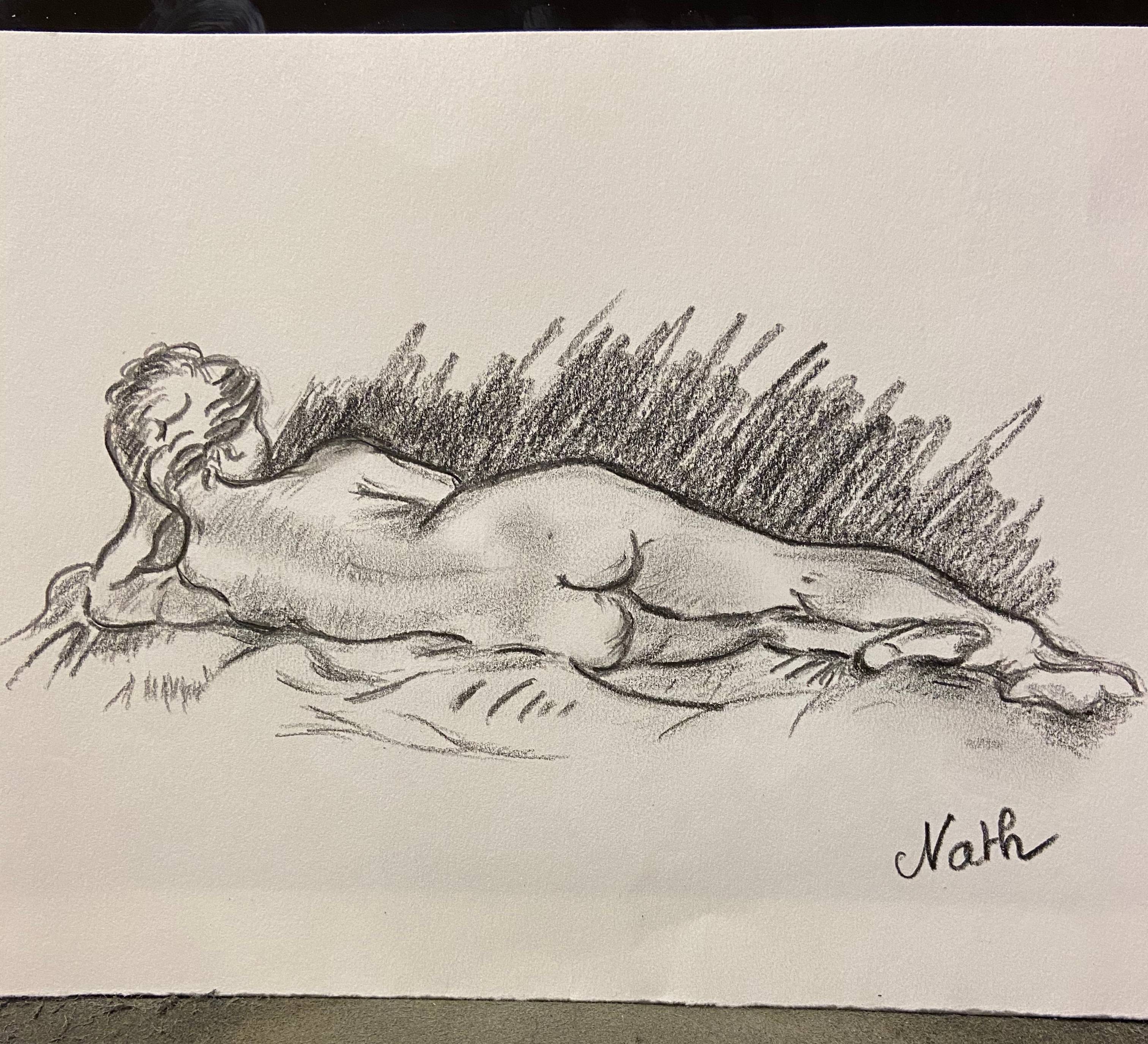 Femme couchée de dos. 