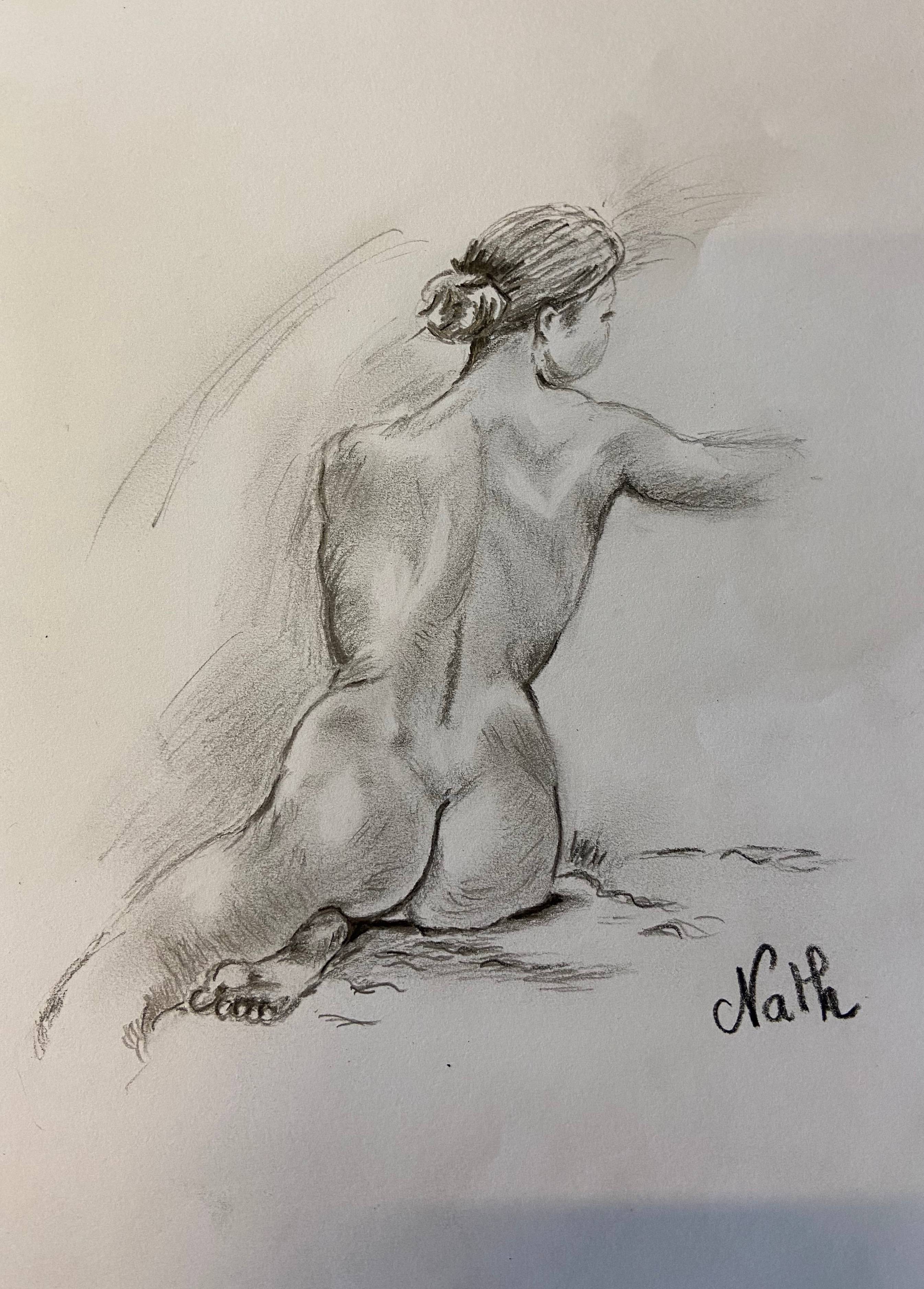 Femme assise nue. 