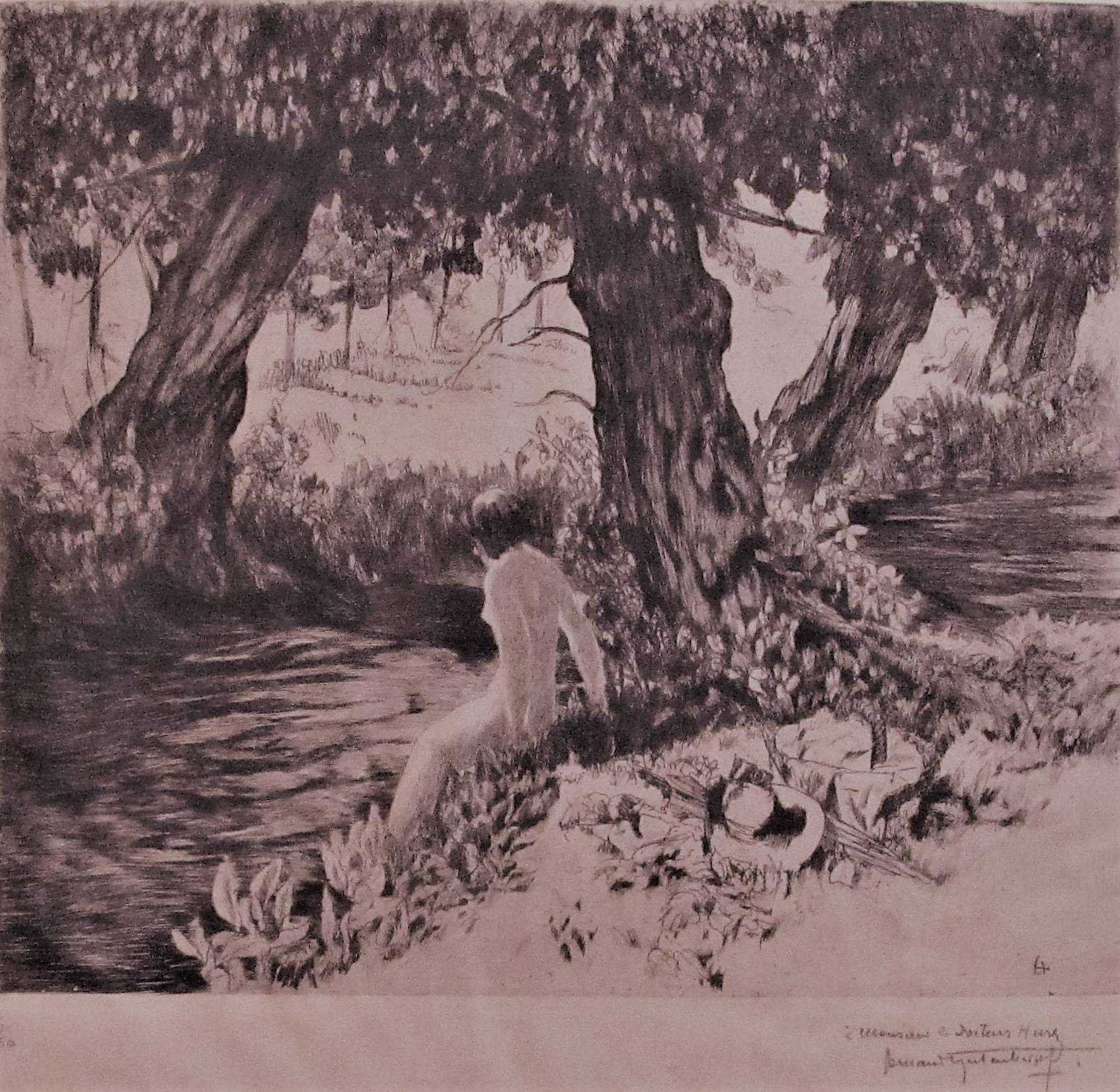 Fernand Hertenberger, 1882-1970 : Baignade dans la rivière.. Fernand Hertenberger, 1882-1970. Historien d'art, Archéologue; Chercheur Free-Lance (Er)
