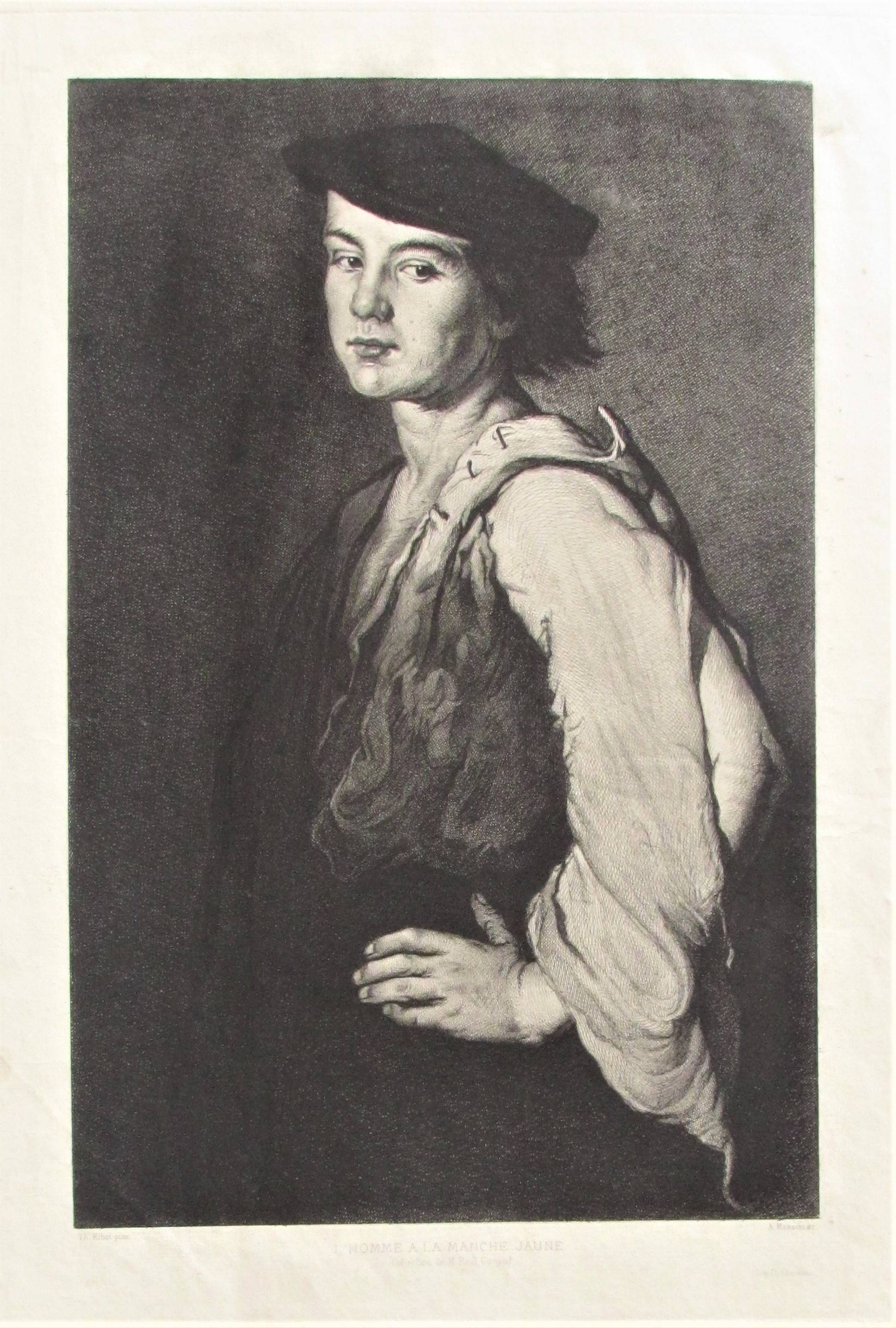 A-c. Masson (1814-1898) : «L'Homme à la manche jaune», d'après Théodule Ribot.. Alphonse-Charles. Masson (1814-1898) Historien d'art, Archéologue; Chercheur Free-Lance (Er)