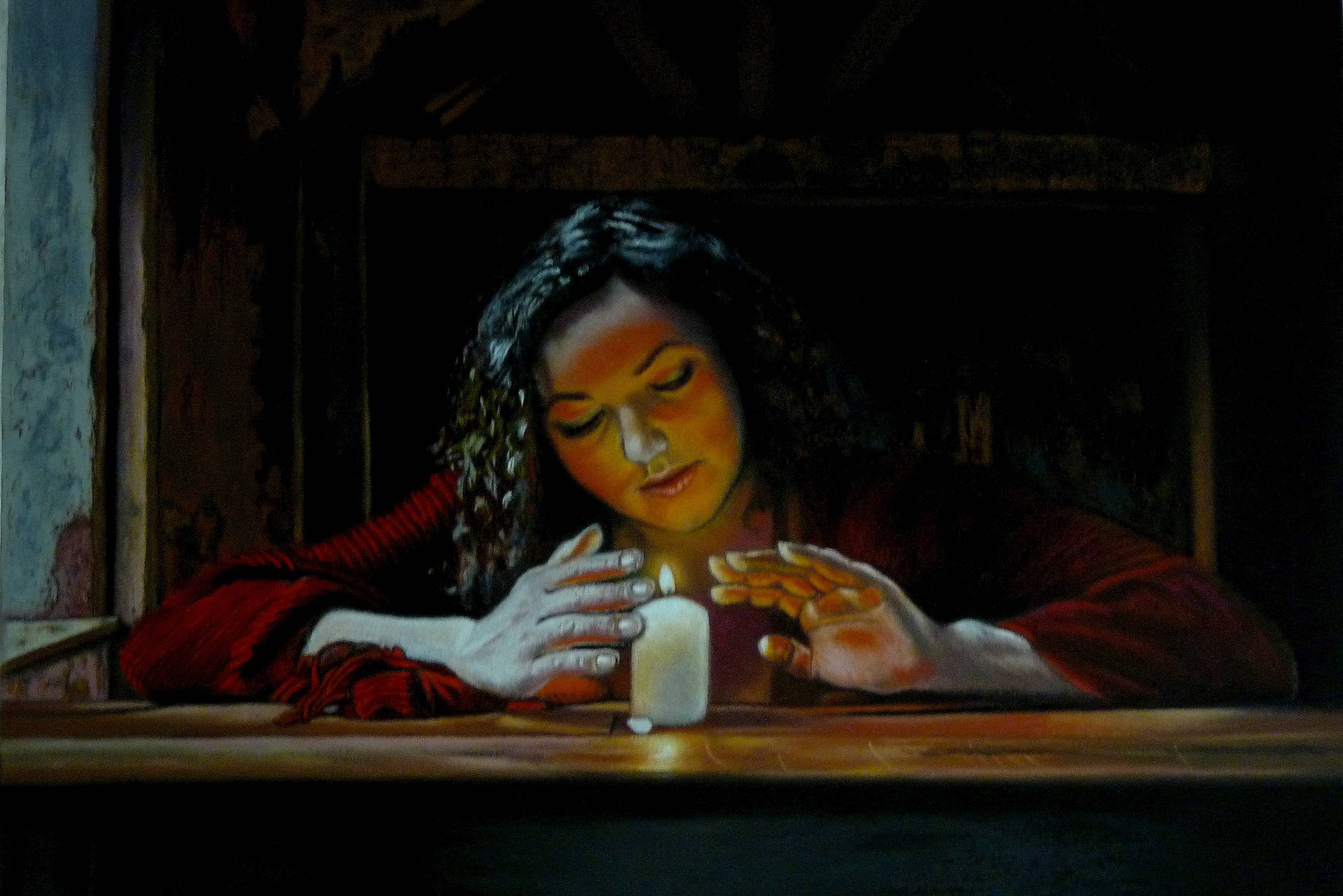 Jeune fille à la bougie. 
