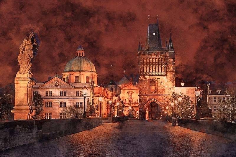 Night at Charles Bridge in Prague. Alex Mir