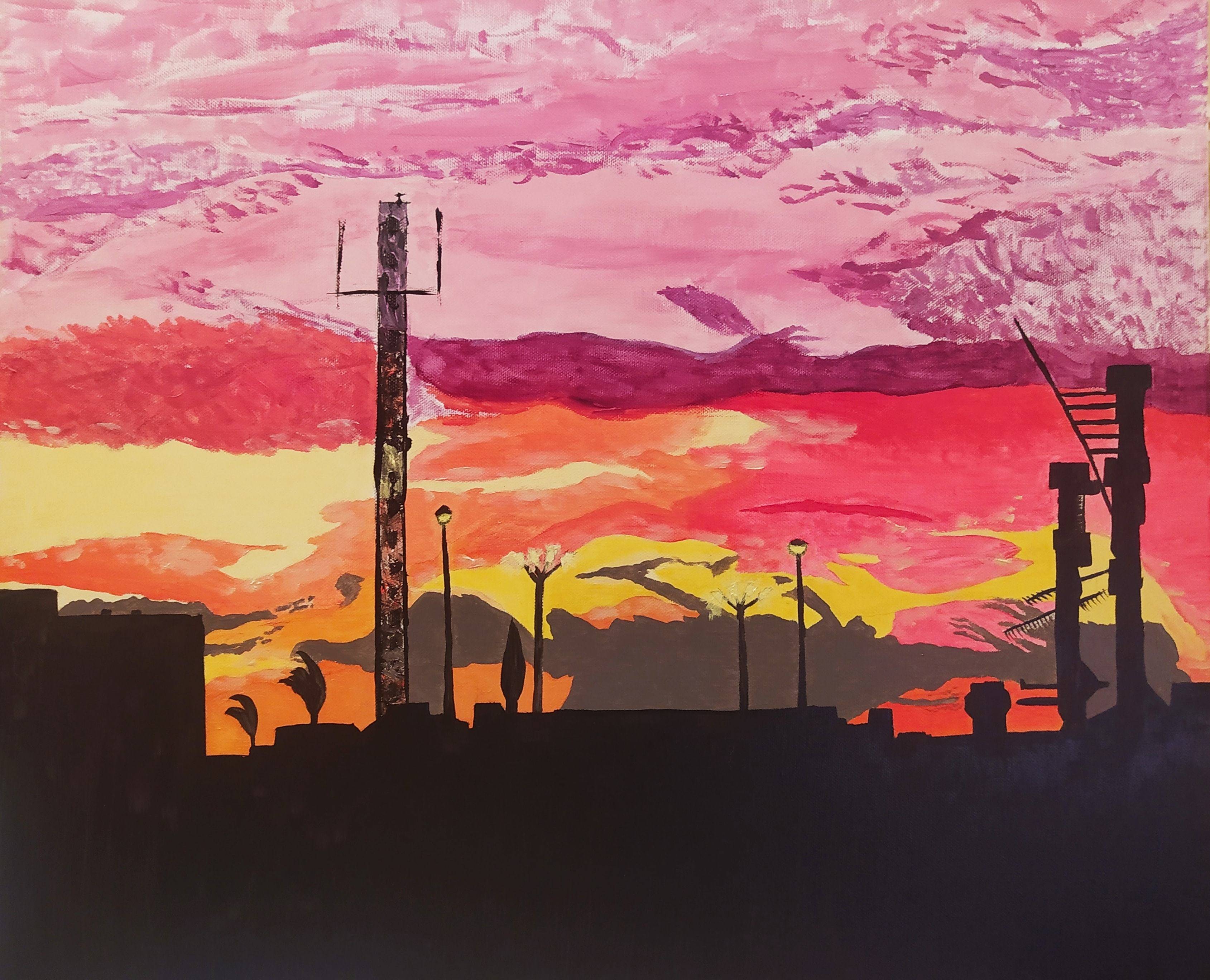 Orange horizon, pink sky.. 