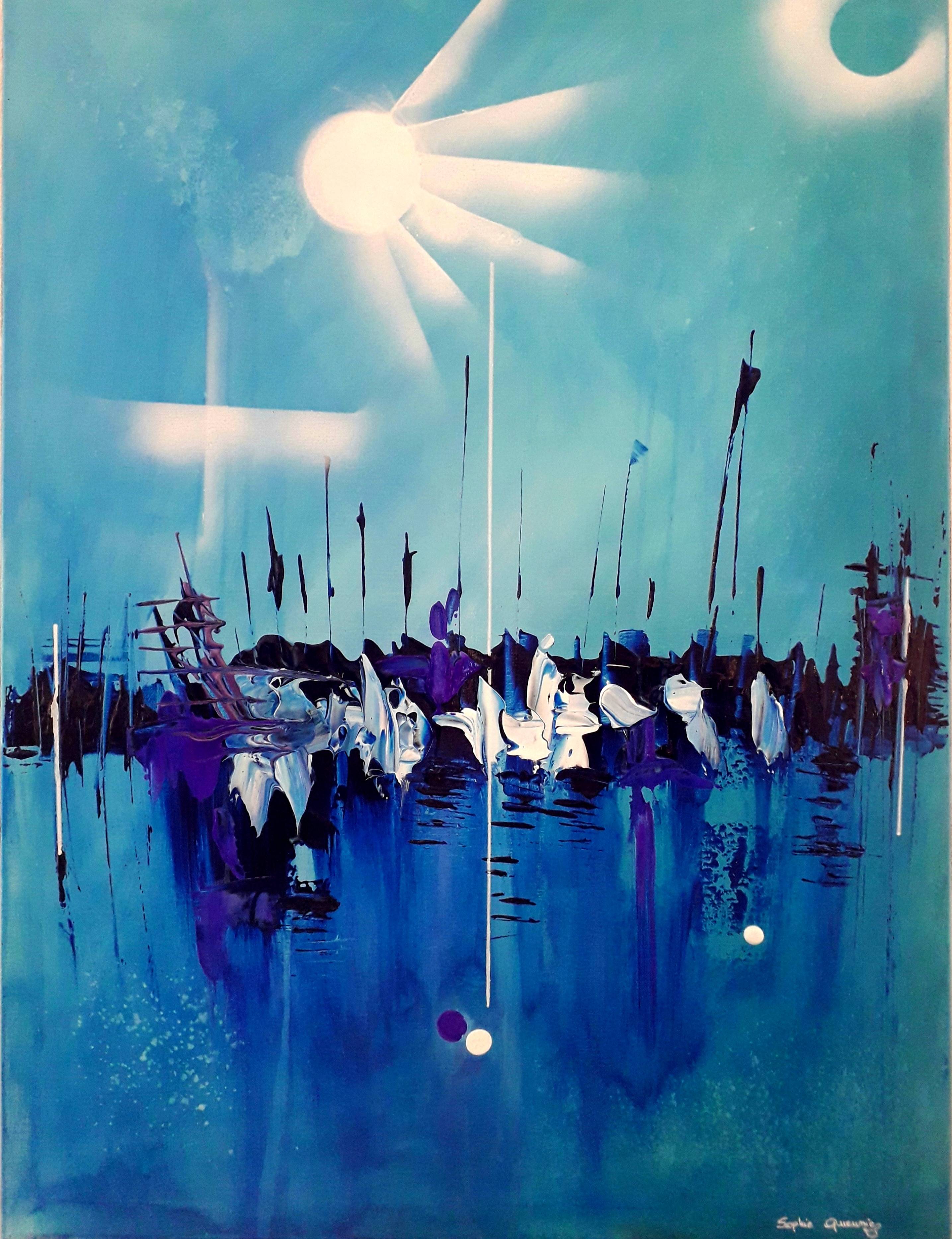 Blue sun. Sophie Queuniez, Artiste Peintre Professionnelle Cotée Akoun Art_By_Sophie_Queuniez