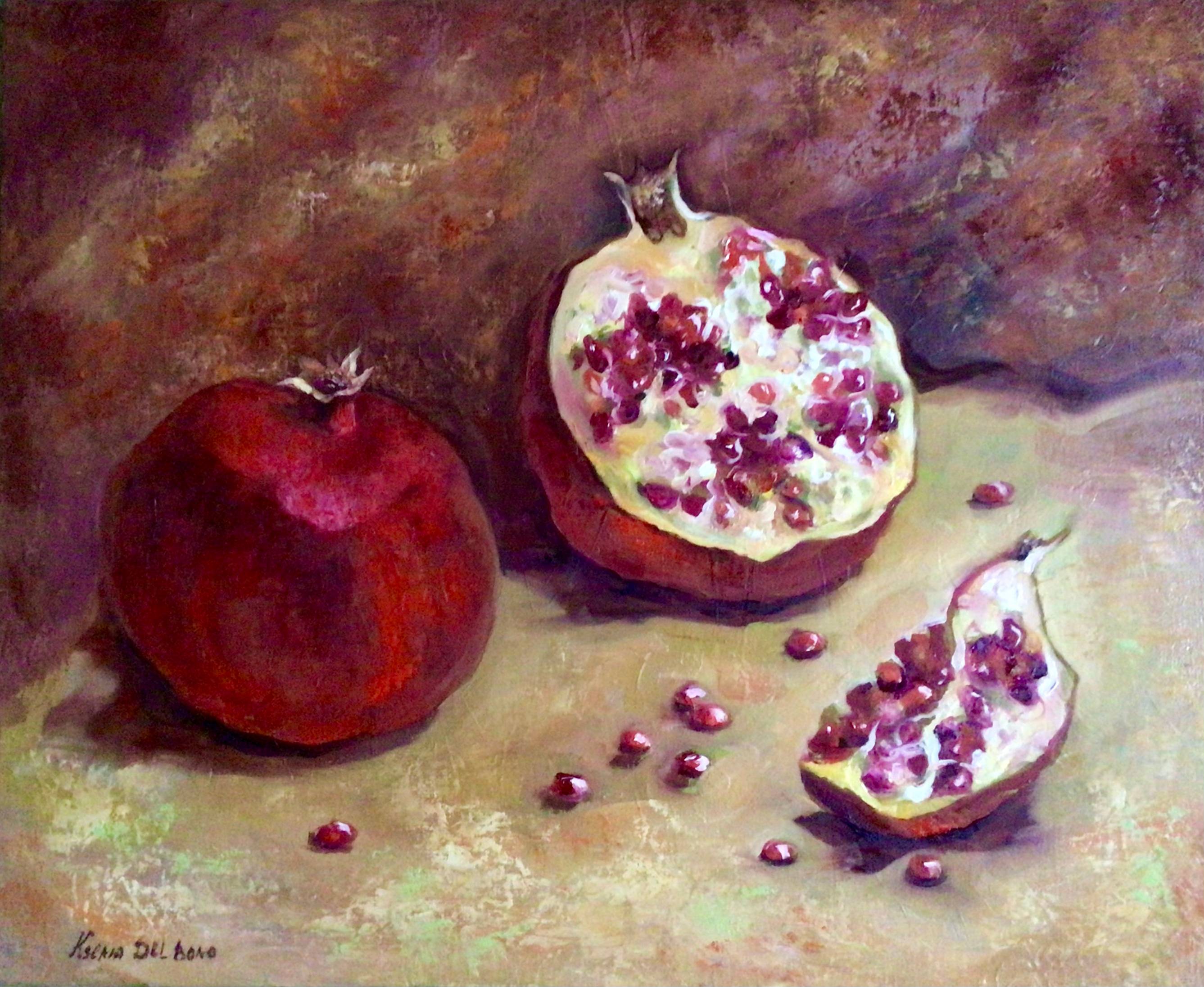 Delicious pomegranate. Oil painting.. Ksenia Del Bono