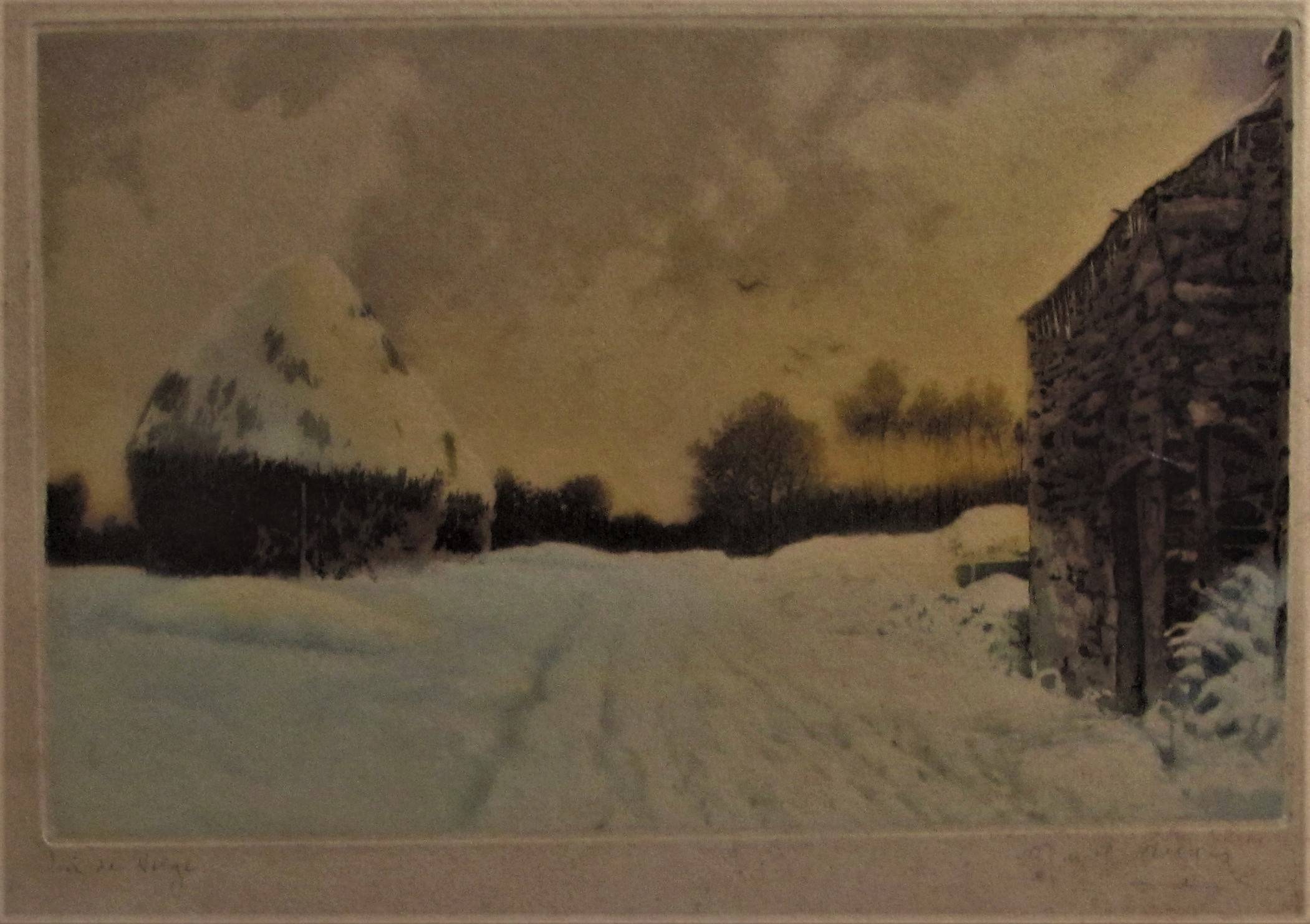 Marcel. Augis (1800-1900), «Soir de neige».. Historien d'art, Archéologue; Chercheur Free-Lance (Er)