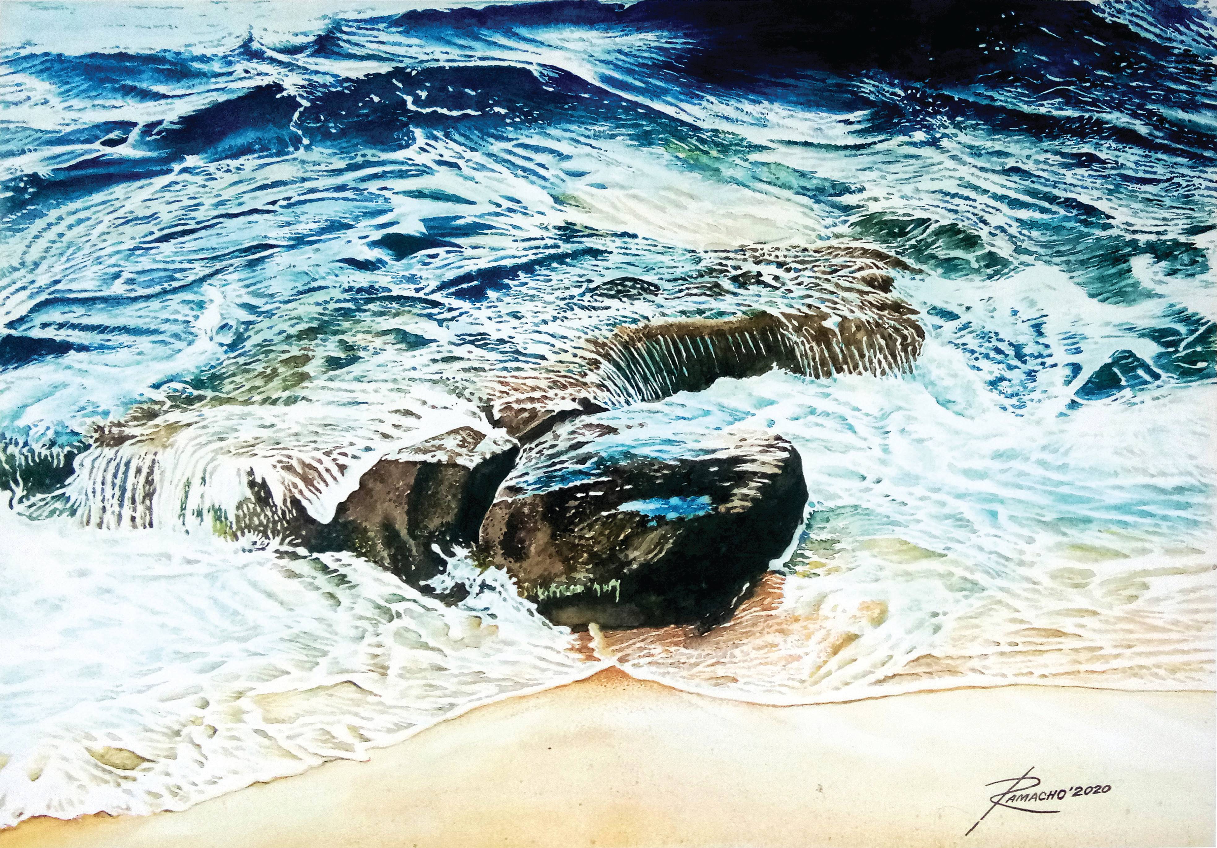 The Sea Foam and Sea waves on splash on the rocks. Rod Camacho Artimpact