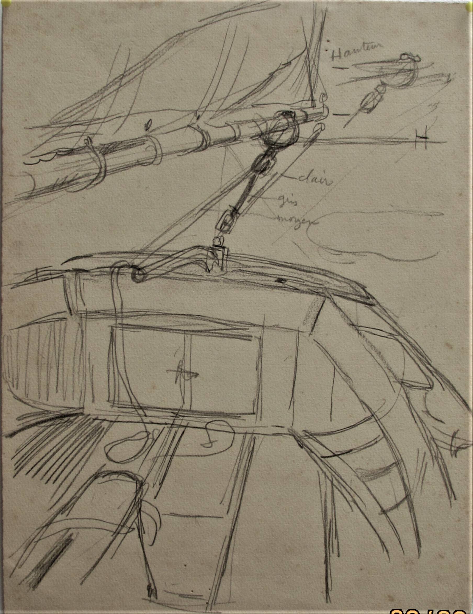 Louis Marie Faudacq (1840-1916), étude de l'accastillage d'un bateau de pêche.. Louis Marie Faudacq (1840-1916), Dit : «Le Douanier Faudacq». Historien d'art, Archéologue; Chercheur Free-Lance (Er)