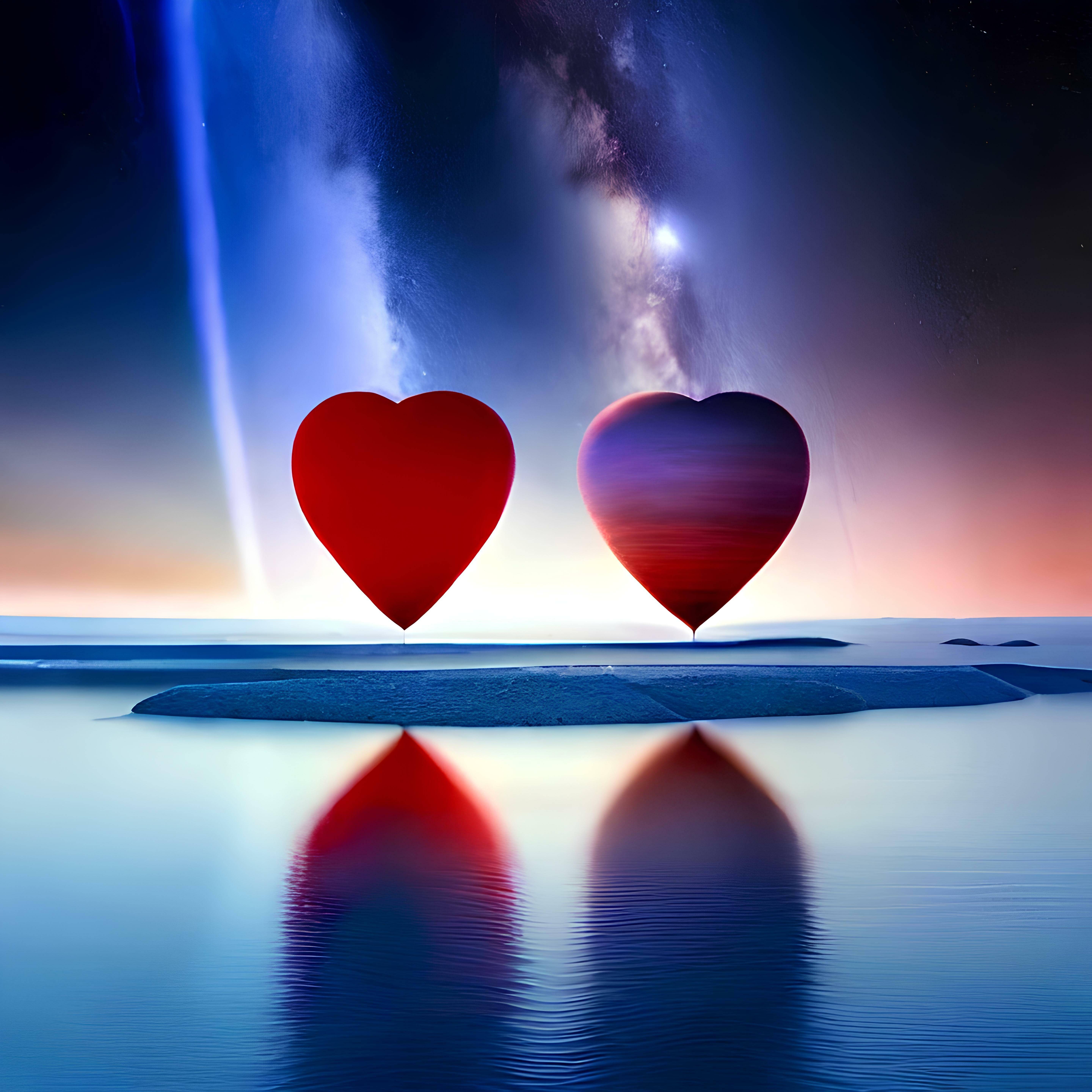 Moon, sky, heart, valentine's day, water, ocean, nature, beauty, night, feeling. Reinaldo França