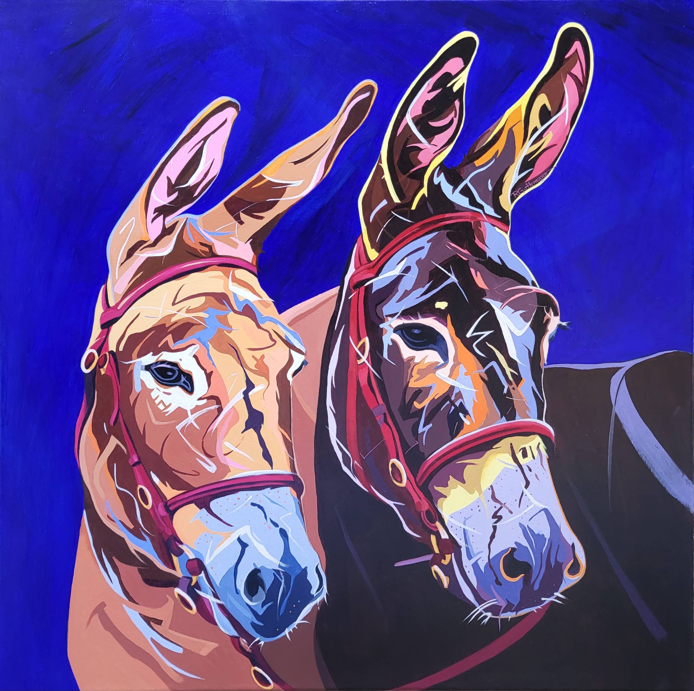 Coco et Chanelle - les 2 ânes. Régine Guthmann