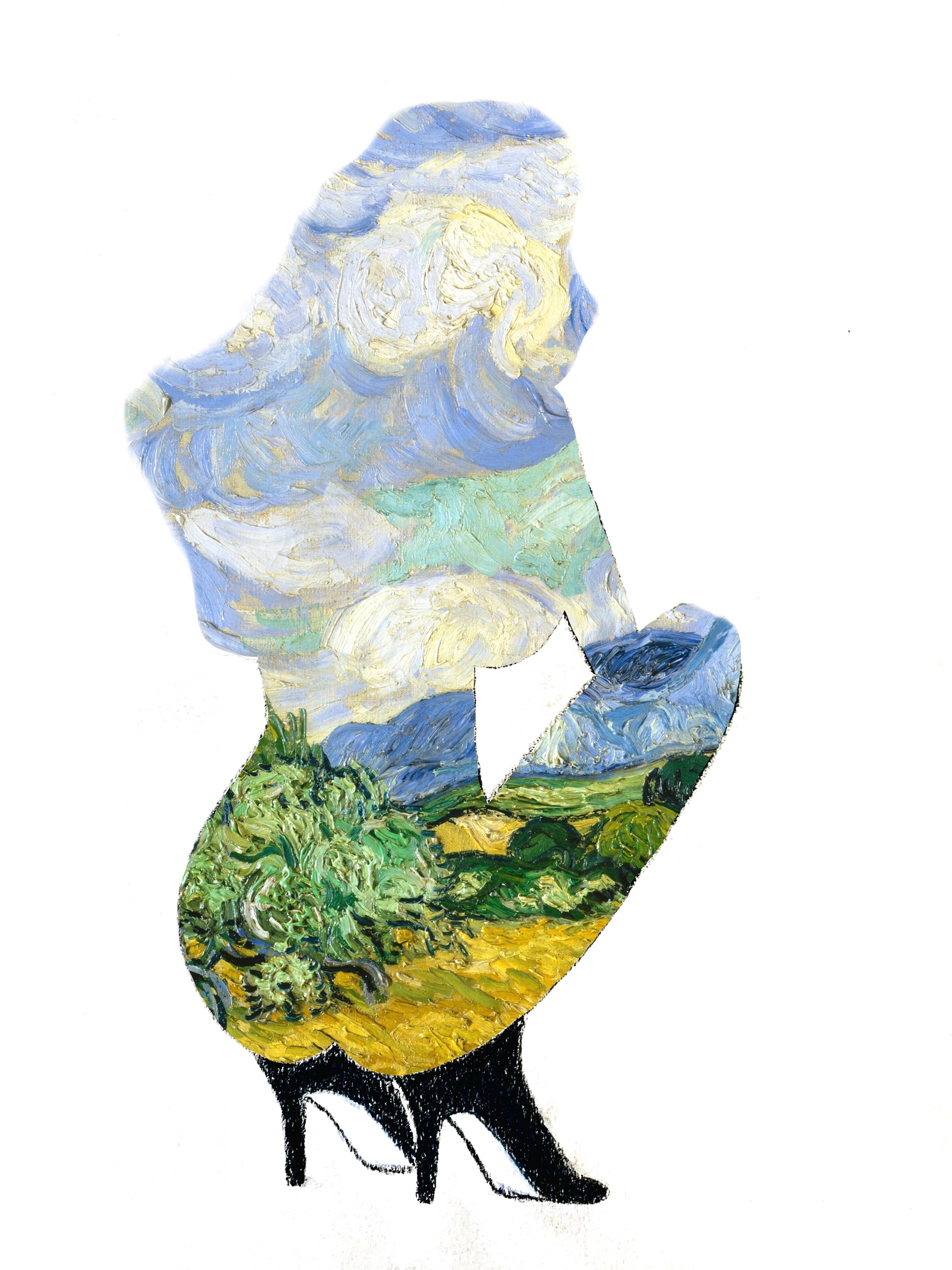 Van gogh woman flowers silhouette. Paul Dowd