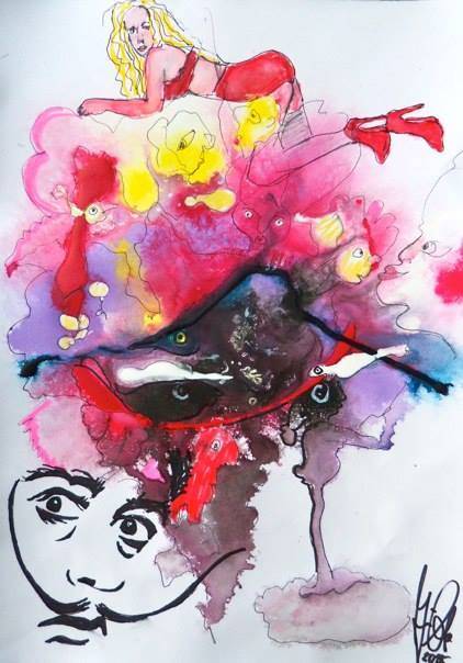 «Hommage an Salvador Dali» von 2013 Acryl auf Karton. 