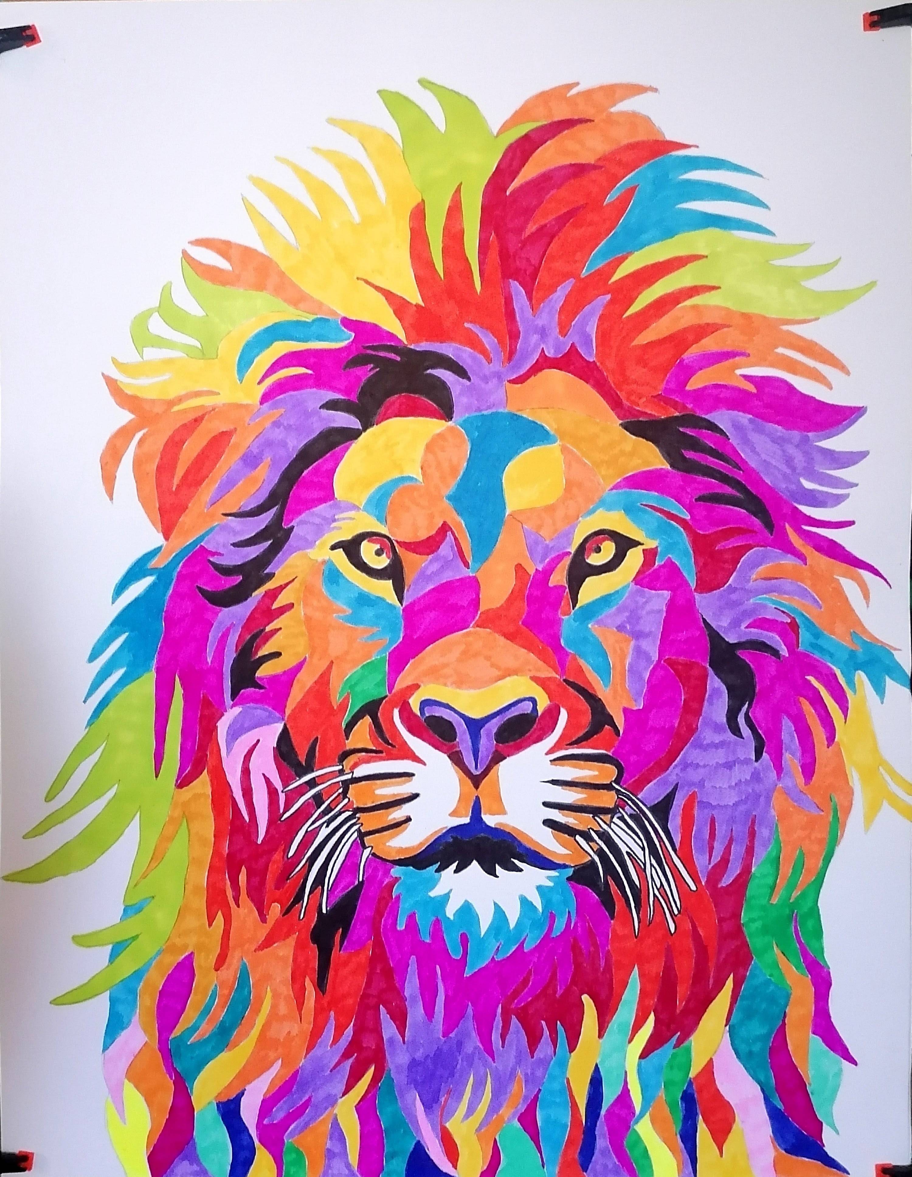 Lion muticolore. 