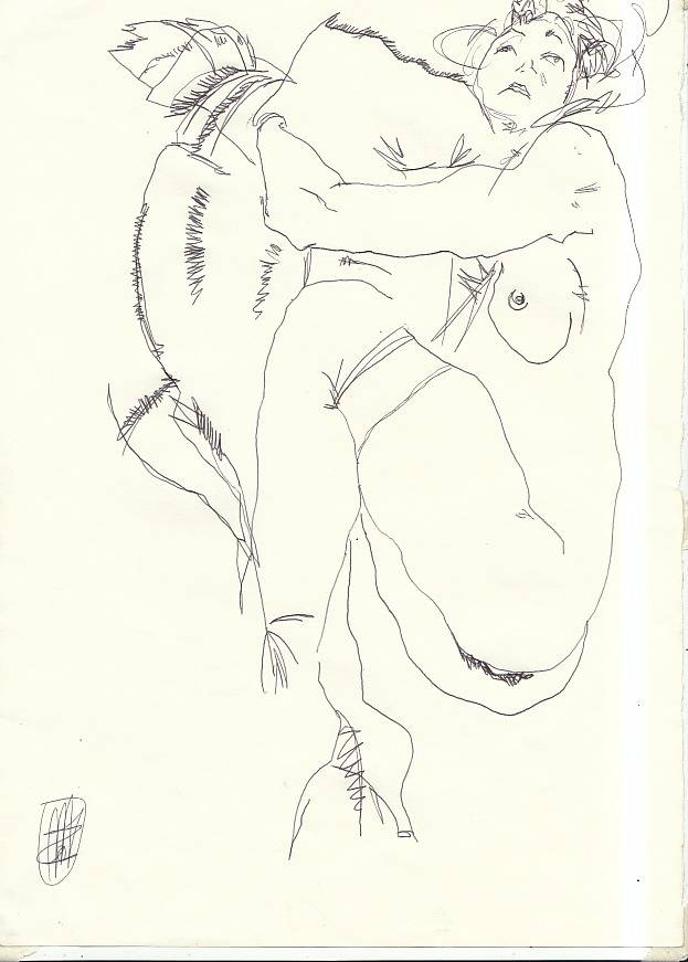 Naked woman with skirt- (exercises about E. Schiele). Marco Zupone