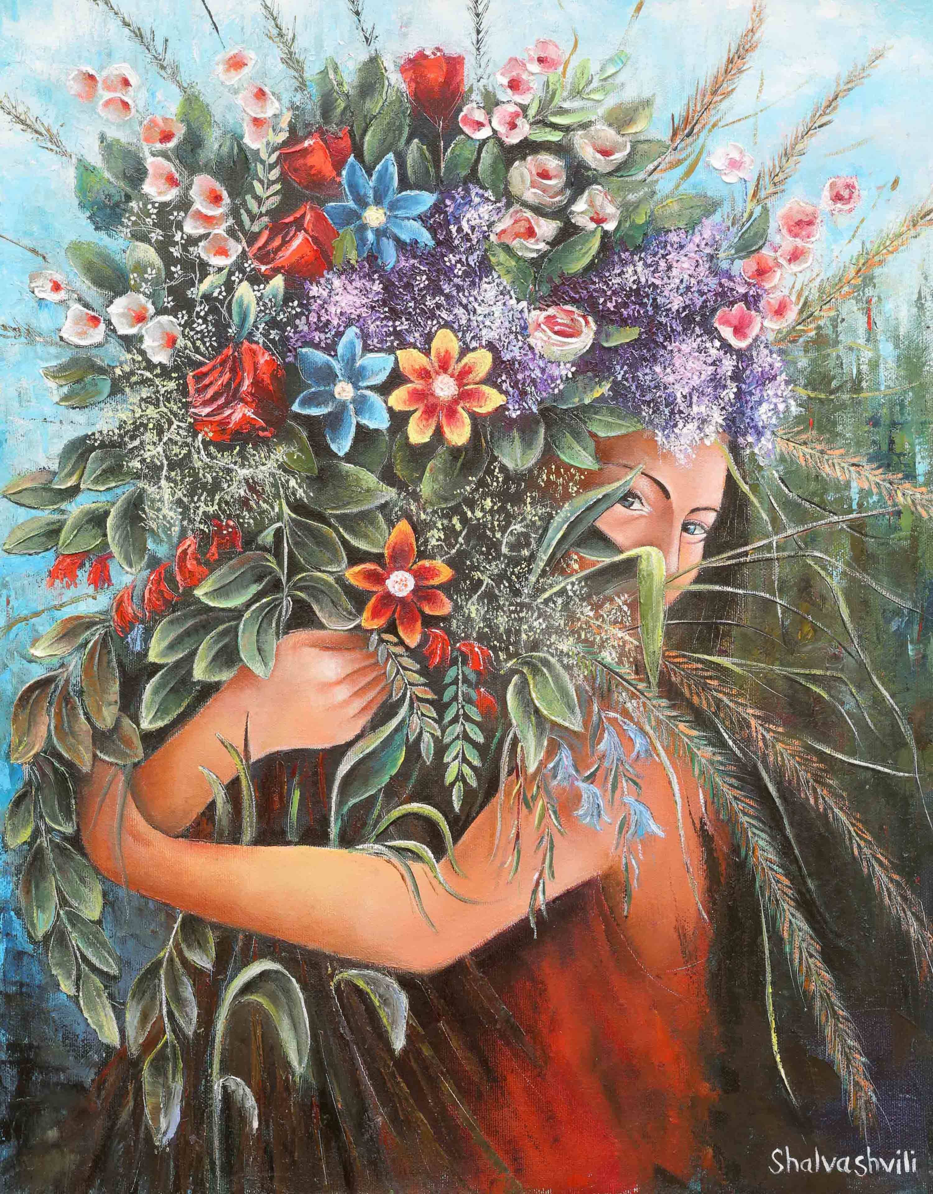 A girl with flowers series 3. 