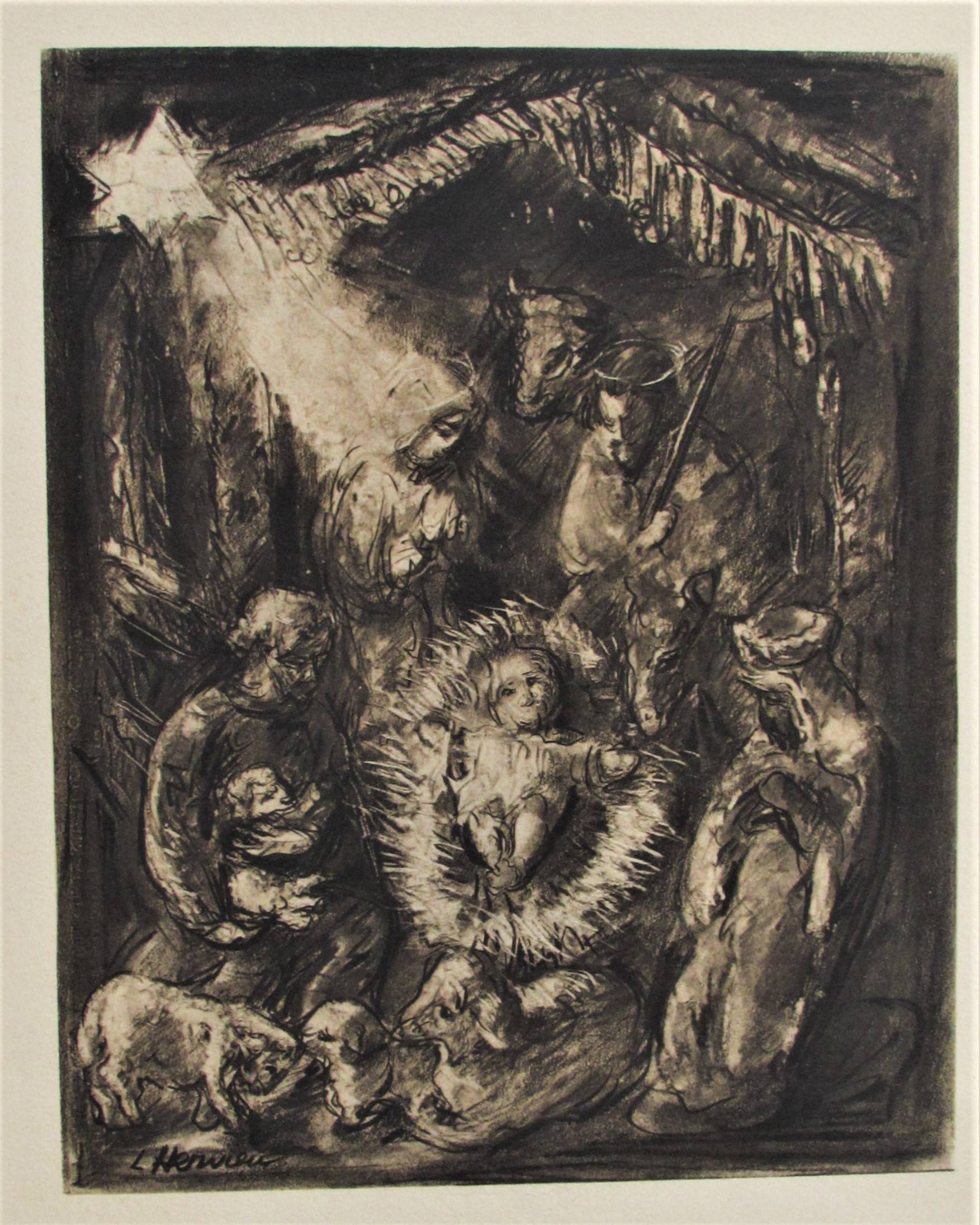 Louise Hervieu : Nativité.. Louise Hervieu (° 1878 - + 1974). Historien d'art, Archéologue; Chercheur Free-Lance (Er)