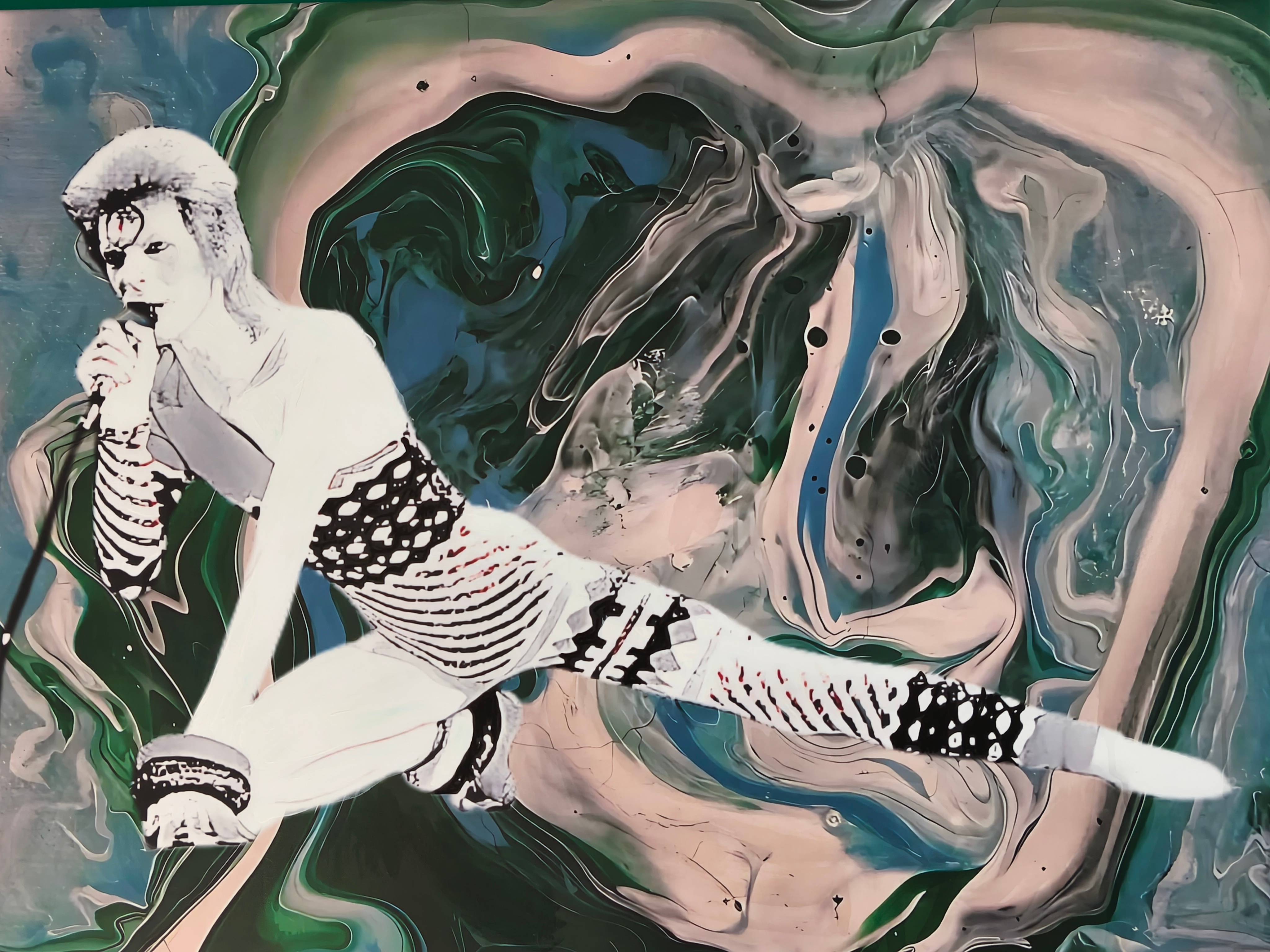 Lienzo de arte original de David Bowie firmado 1/1 único 70x100 cm. Lola Durán Duranz Art