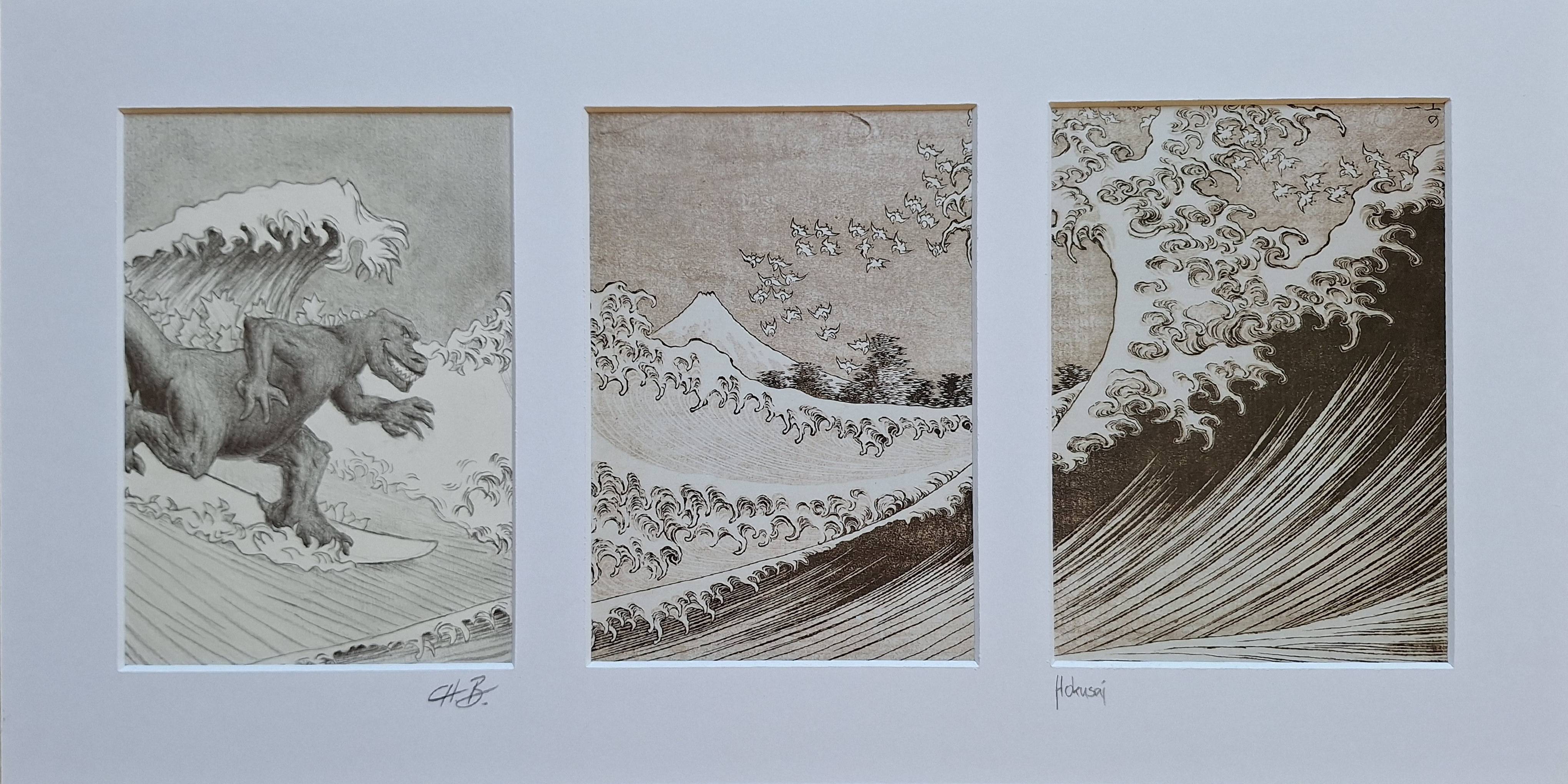 Godzilla Tryptichon (ref to Hokusai). Christian B