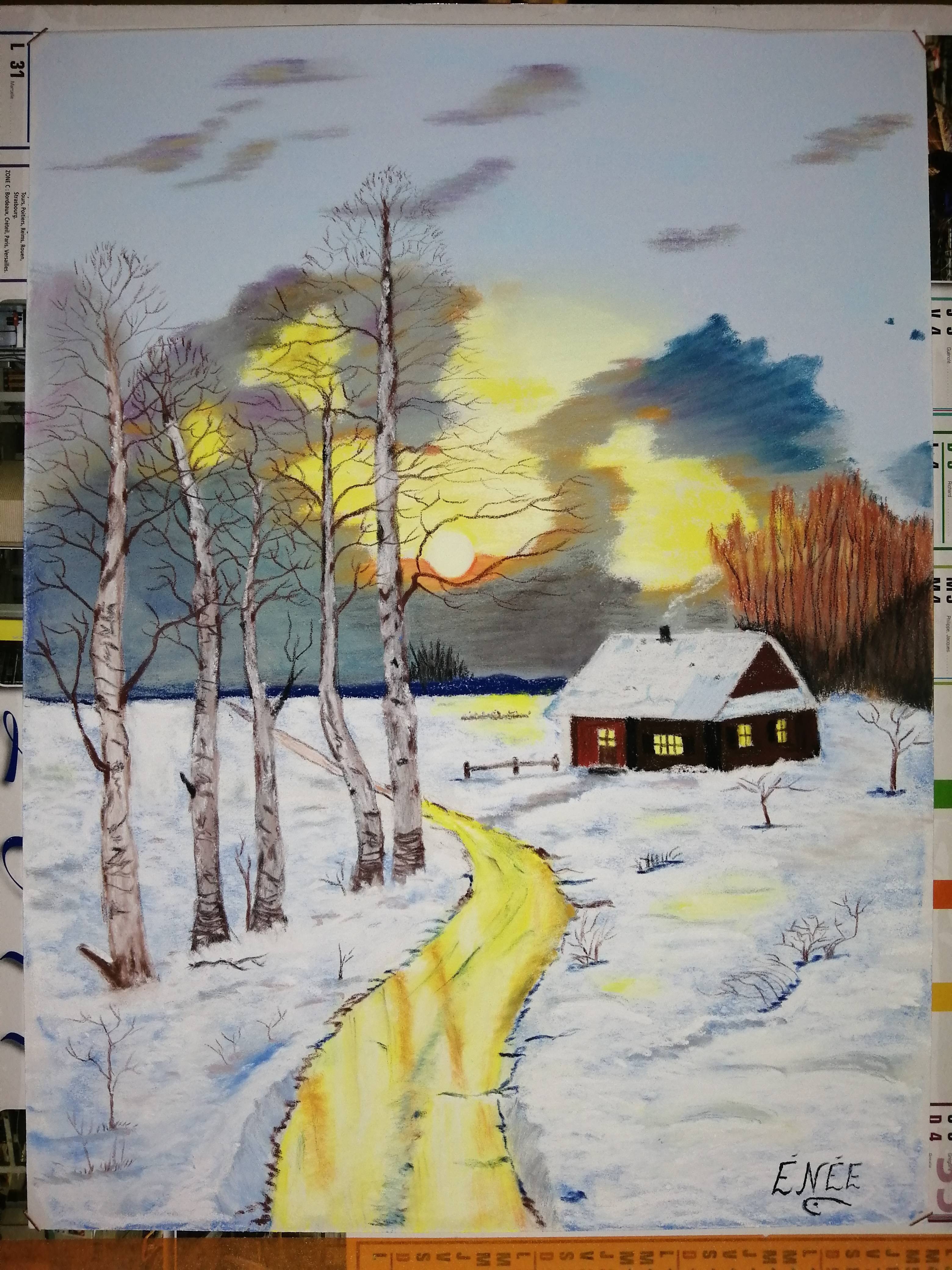 Paysage enneigé. Lefait Enée