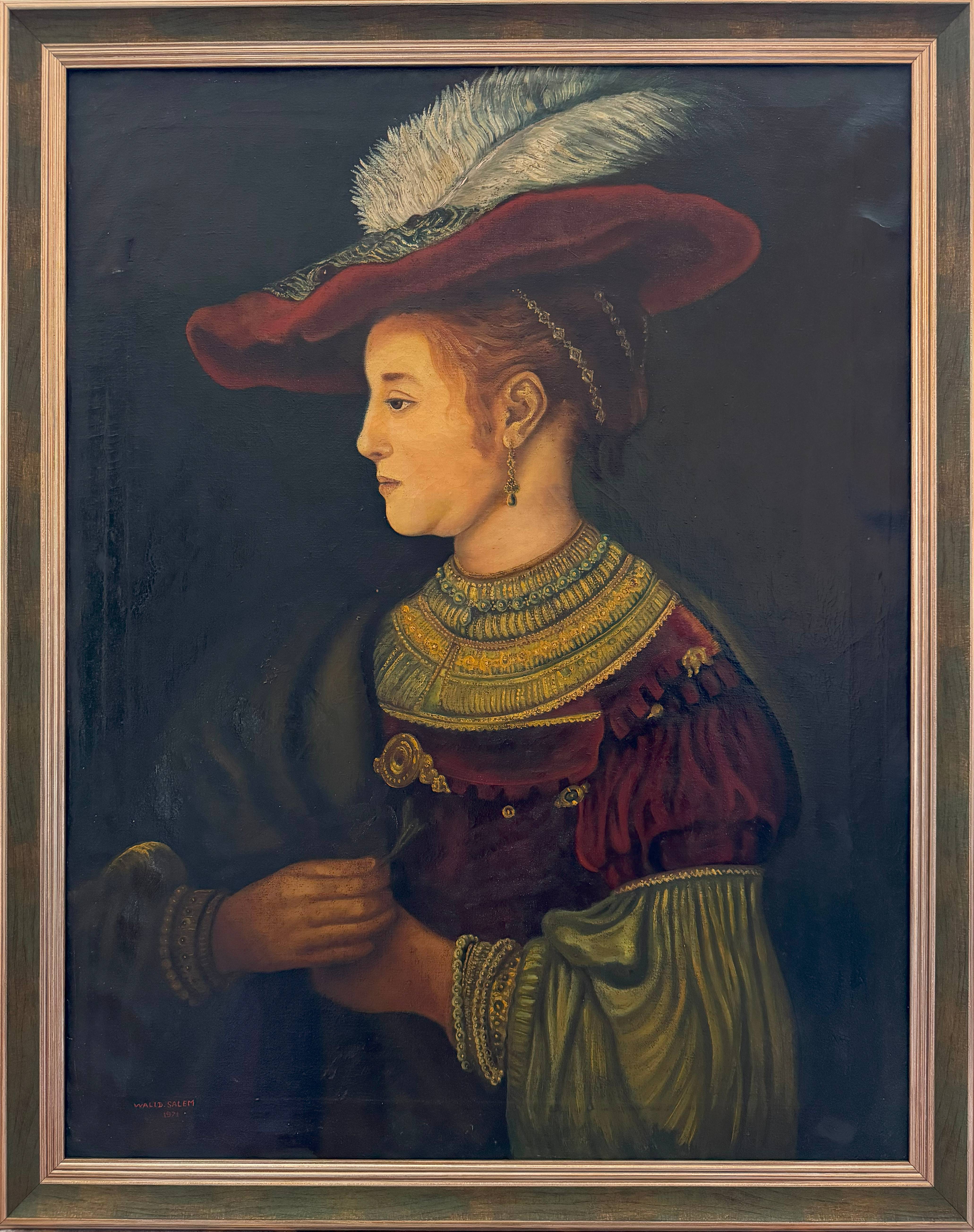A copy of a painting Rembrandt van, Saskia van Uylenburgh wife of the Dutch pain. 