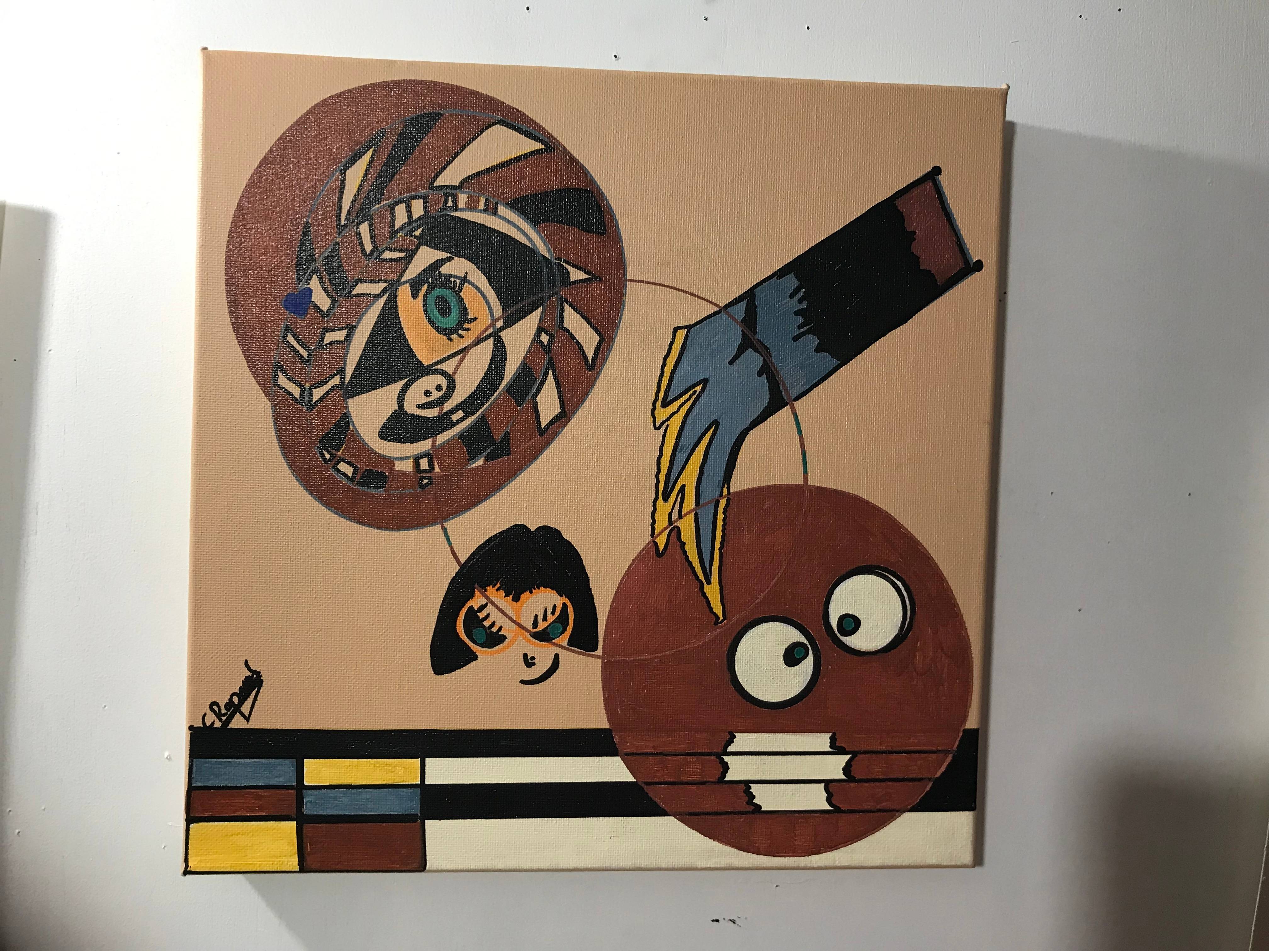 Toile acrylique, art abstrait, œuvre unique, artiste français,. Atelier Crapaud