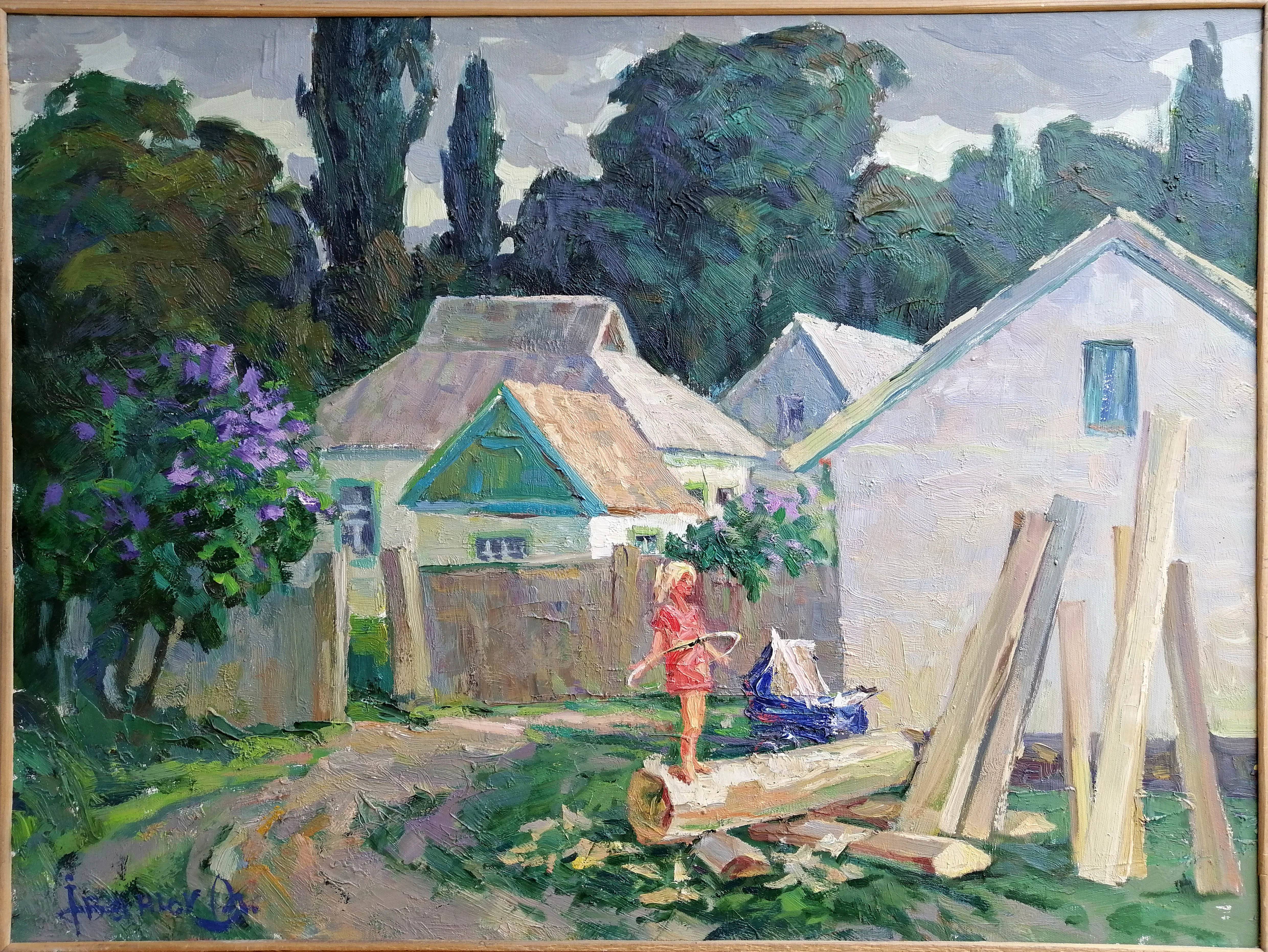 Oil painting Holidays in Gogolev. Oleksiy Ivanyuk Ukrainian Vintage