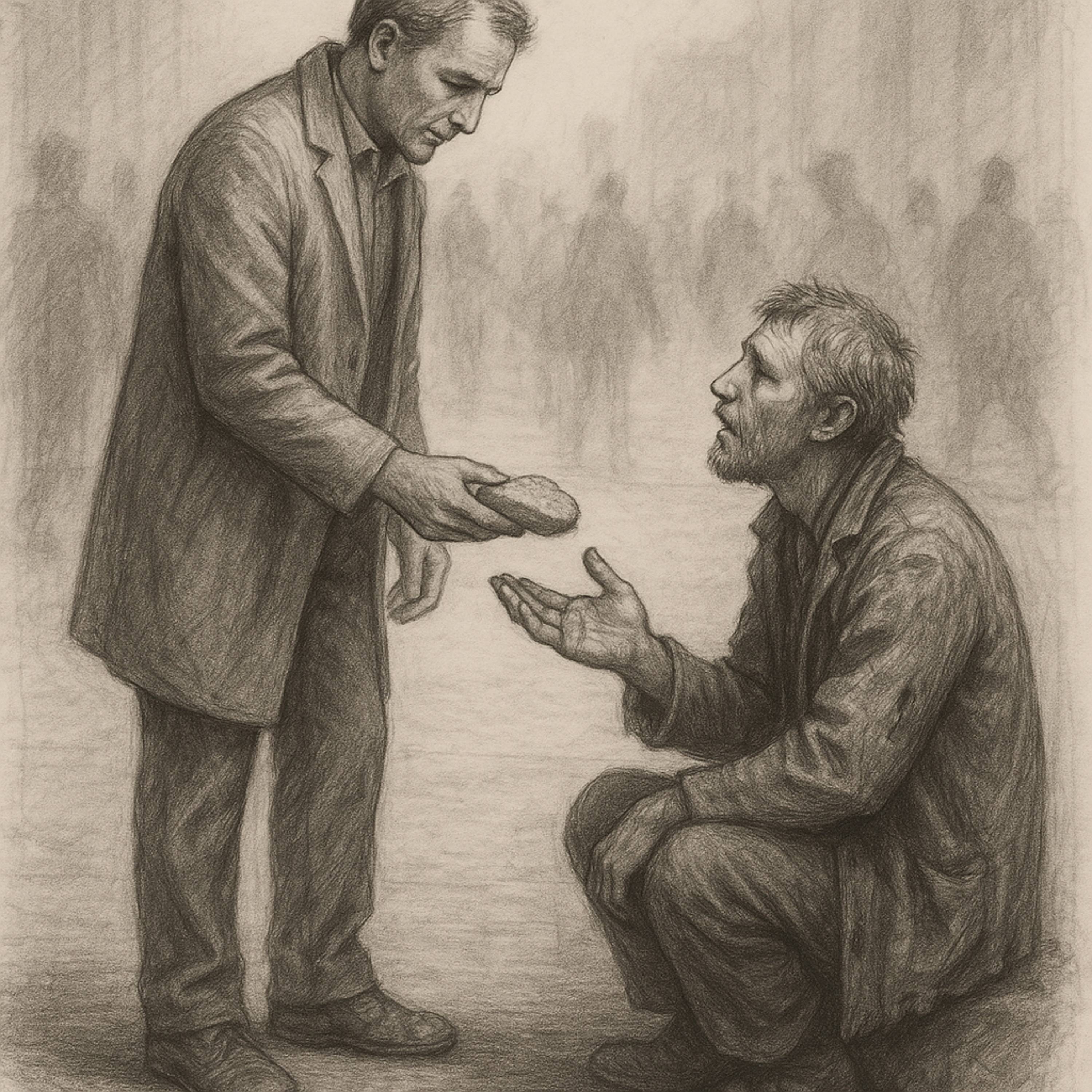 Le pain, le riche et le mendiant. 