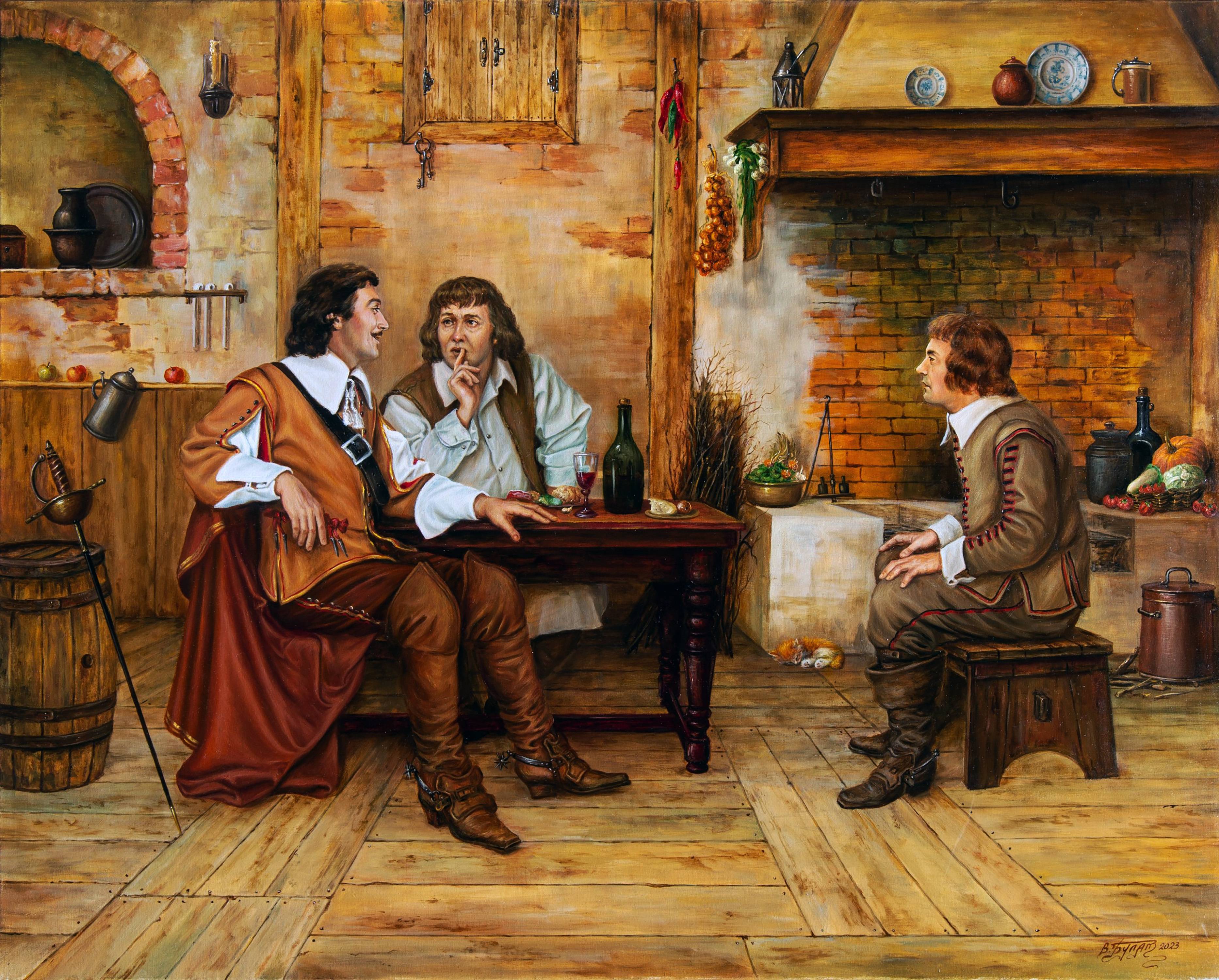 Oil painting «The Secret of Porthos» - Based on A. Dumas's «The Three Musketeers. Ukrainian Vintage