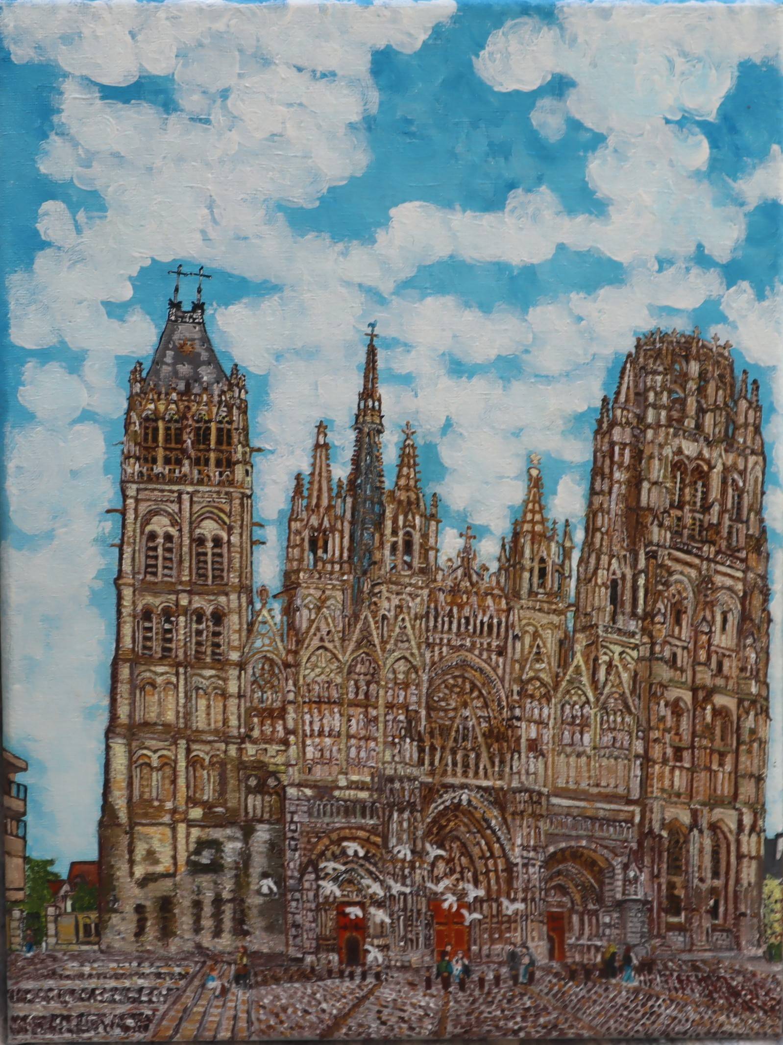 La cathédrale de Rouen en peinture acrylique, «la plus humaine des cathédrales». 