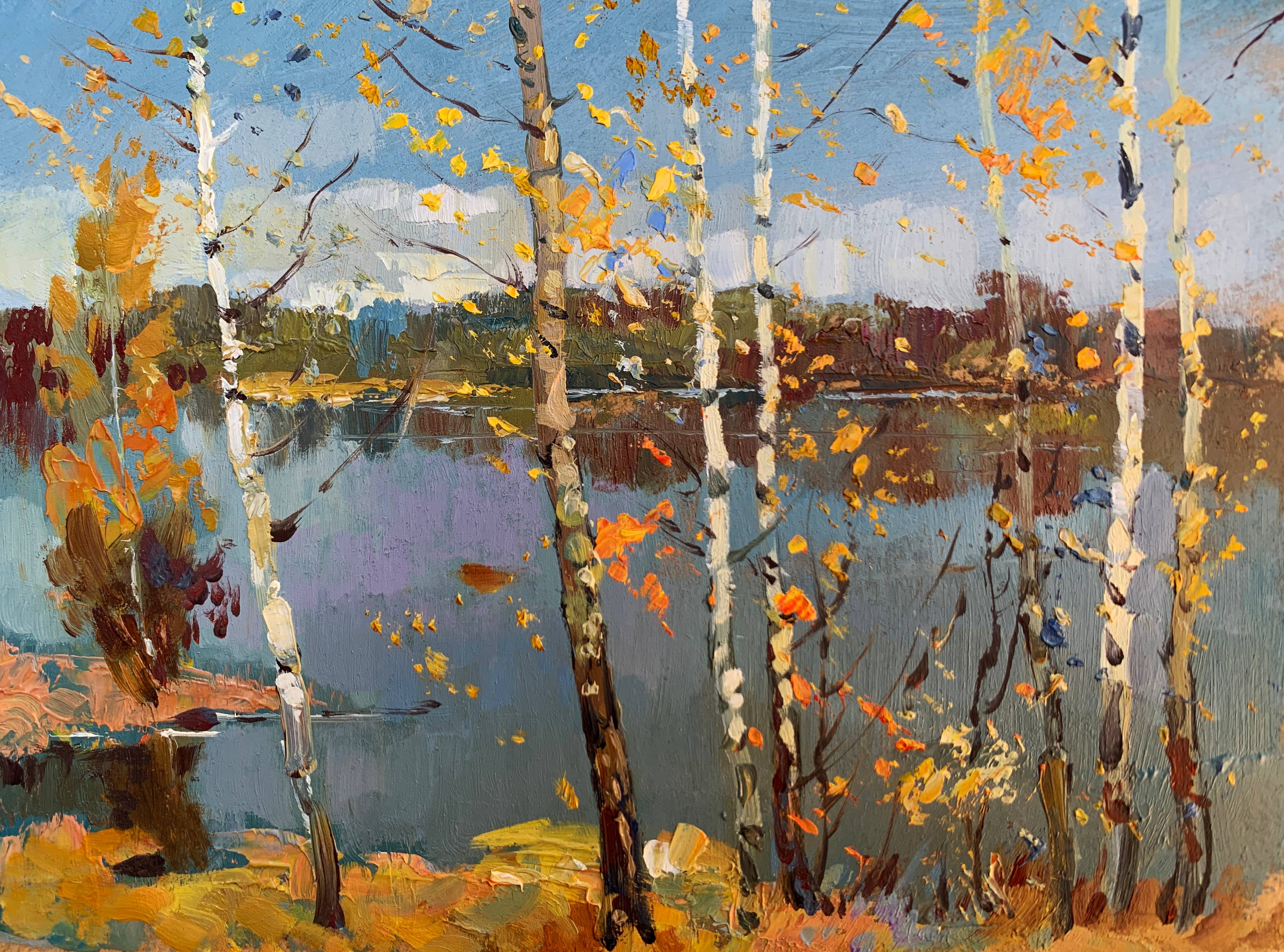 Oil painting View Through the Birches. Yuriy Suprunchuk Ukrainian Vintage