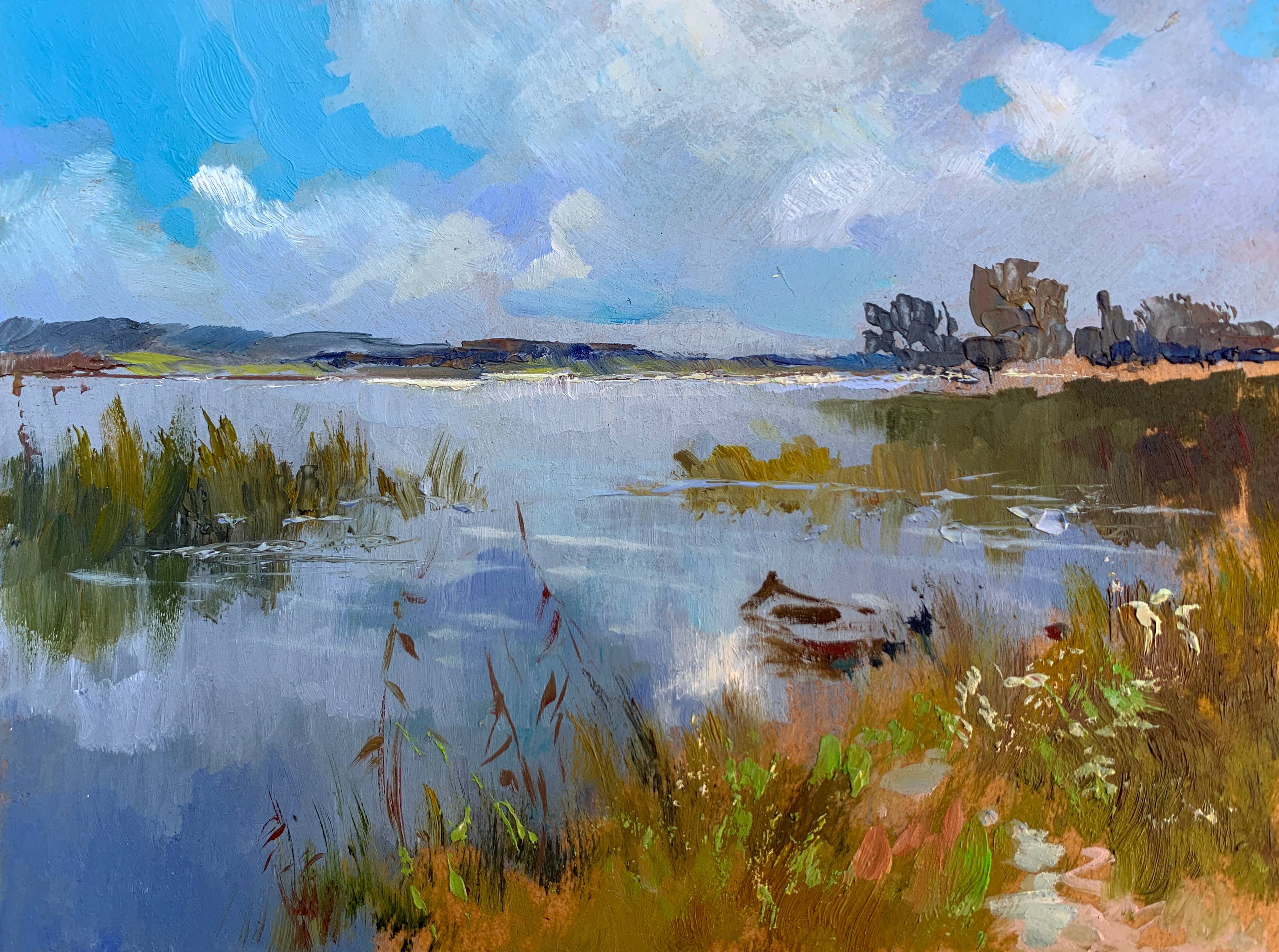 Oil painting Enjoying Nature. Yuriy Suprunchuk Ukrainian Vintage