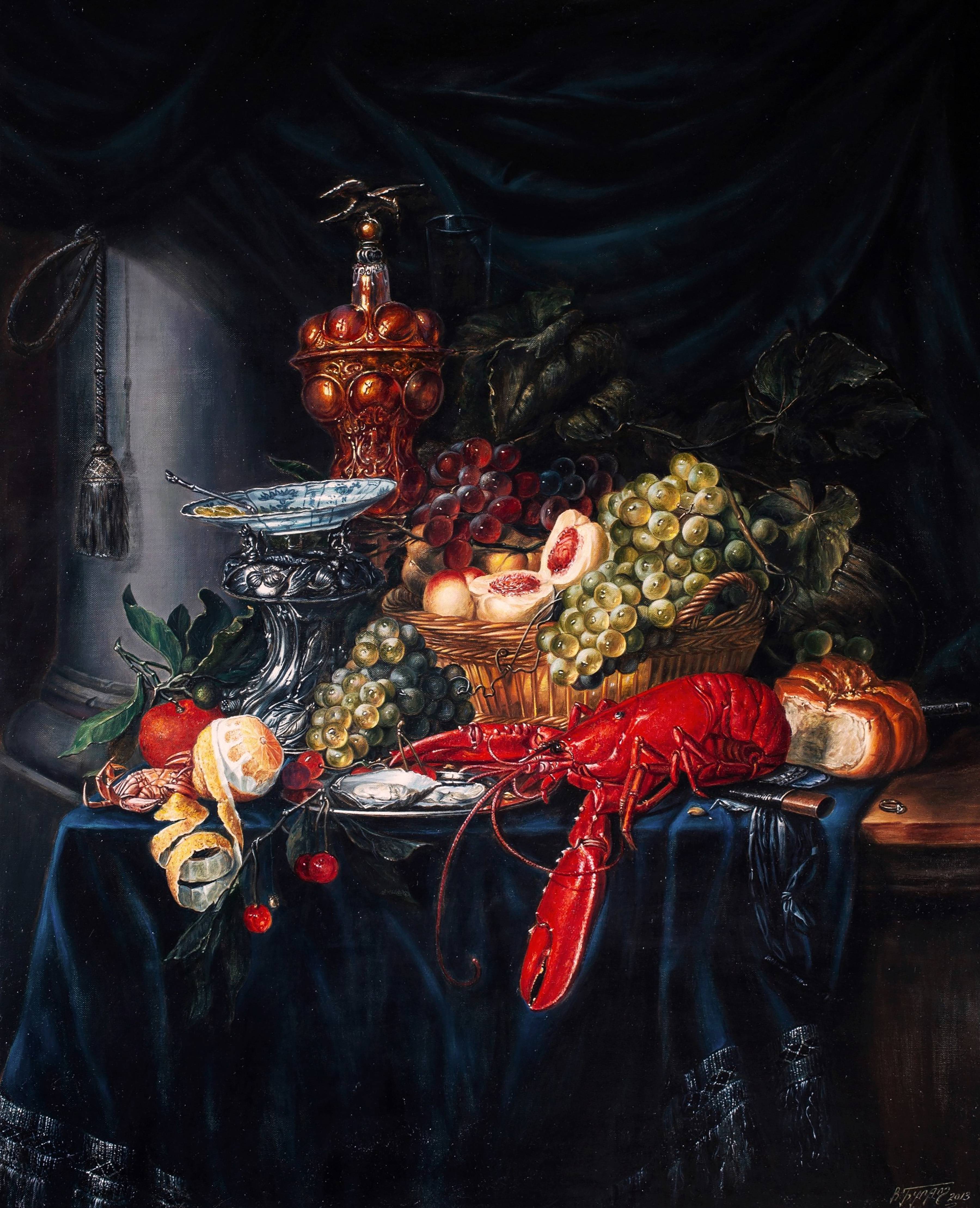 Oil painting «Still Life with a Golden Cup» - Copy of painting by Pieter de Ring. 
