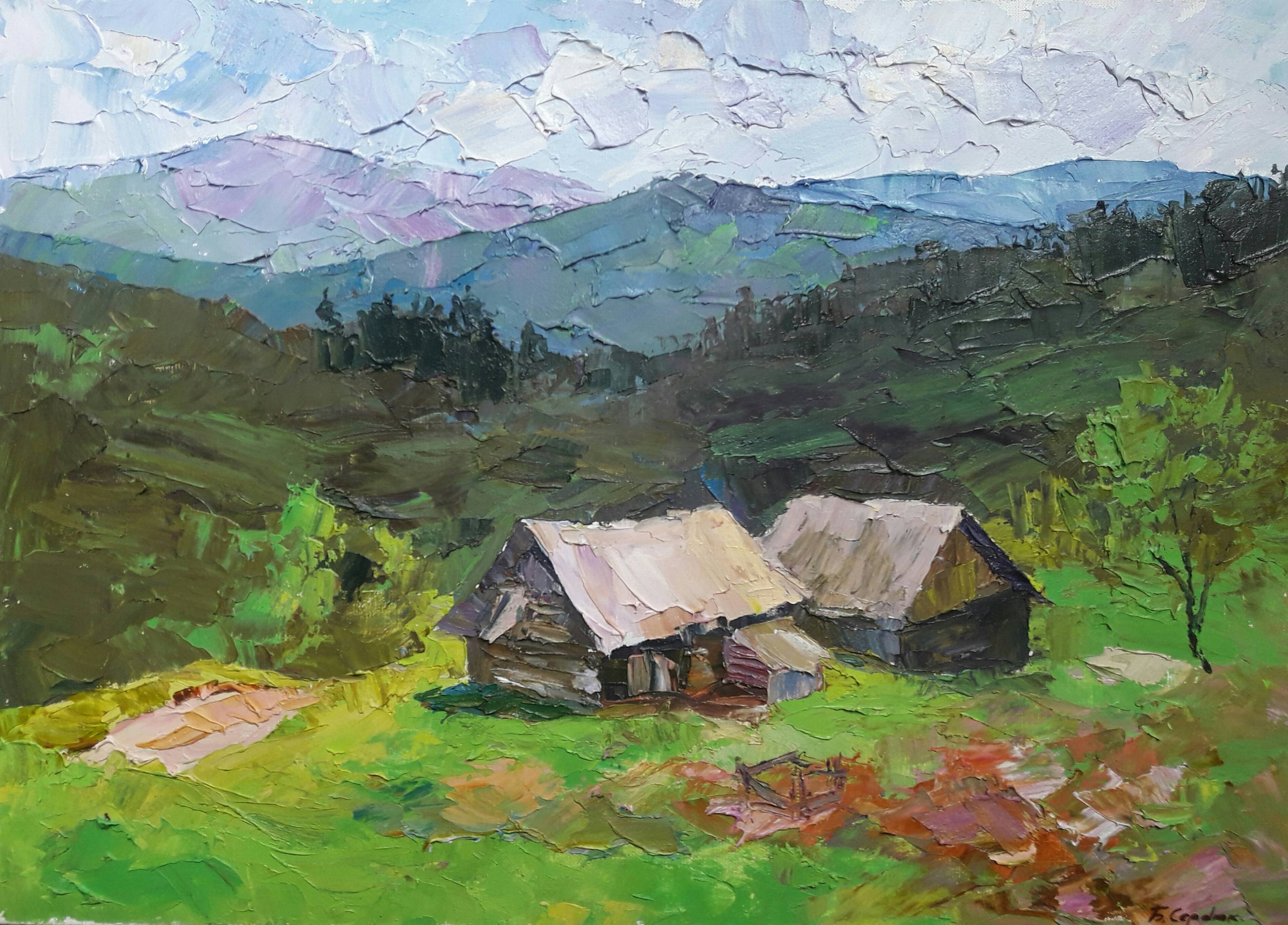 Oil painting On the Slopes. 