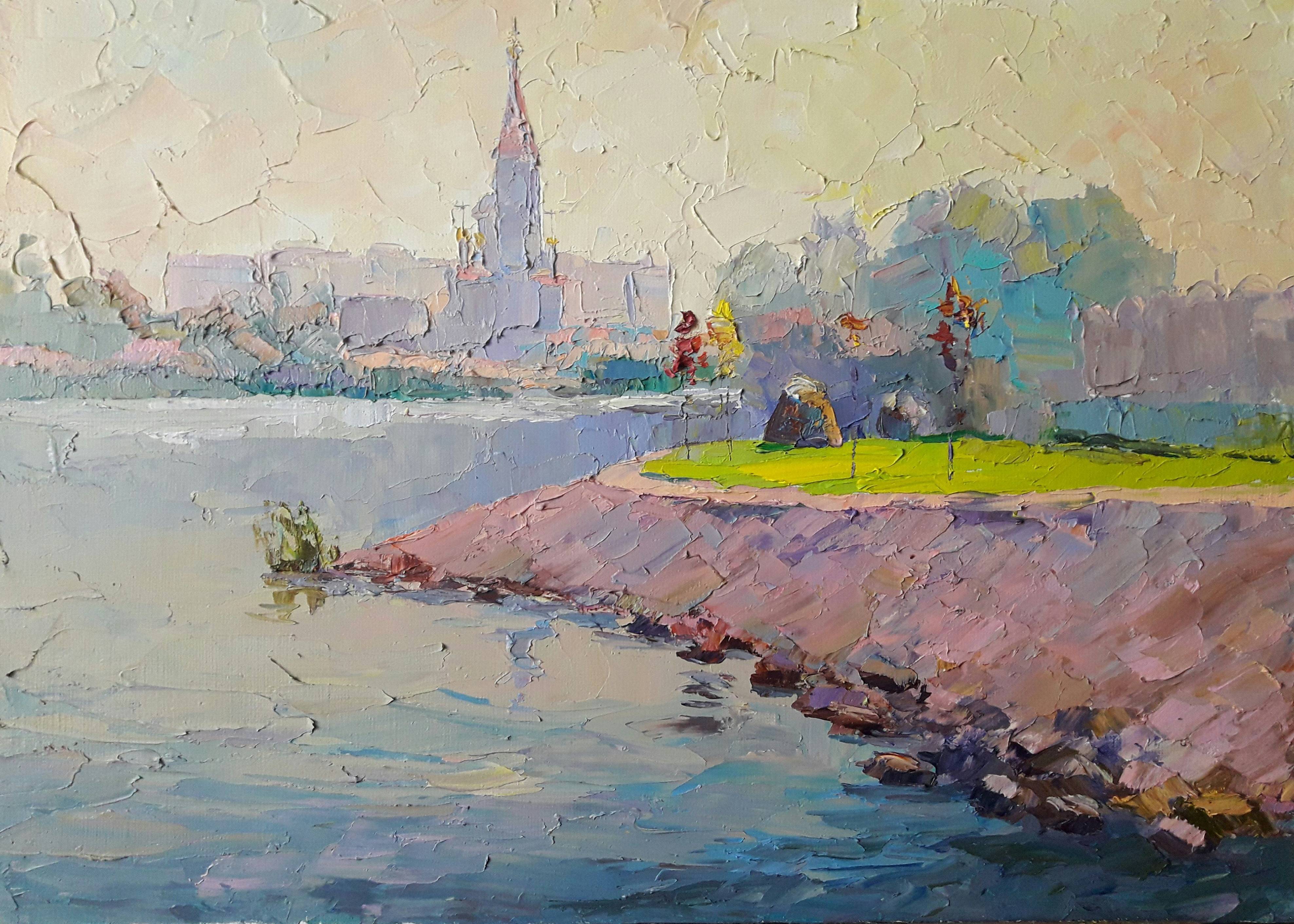 Oil painting Dry Kagamlyk River. 