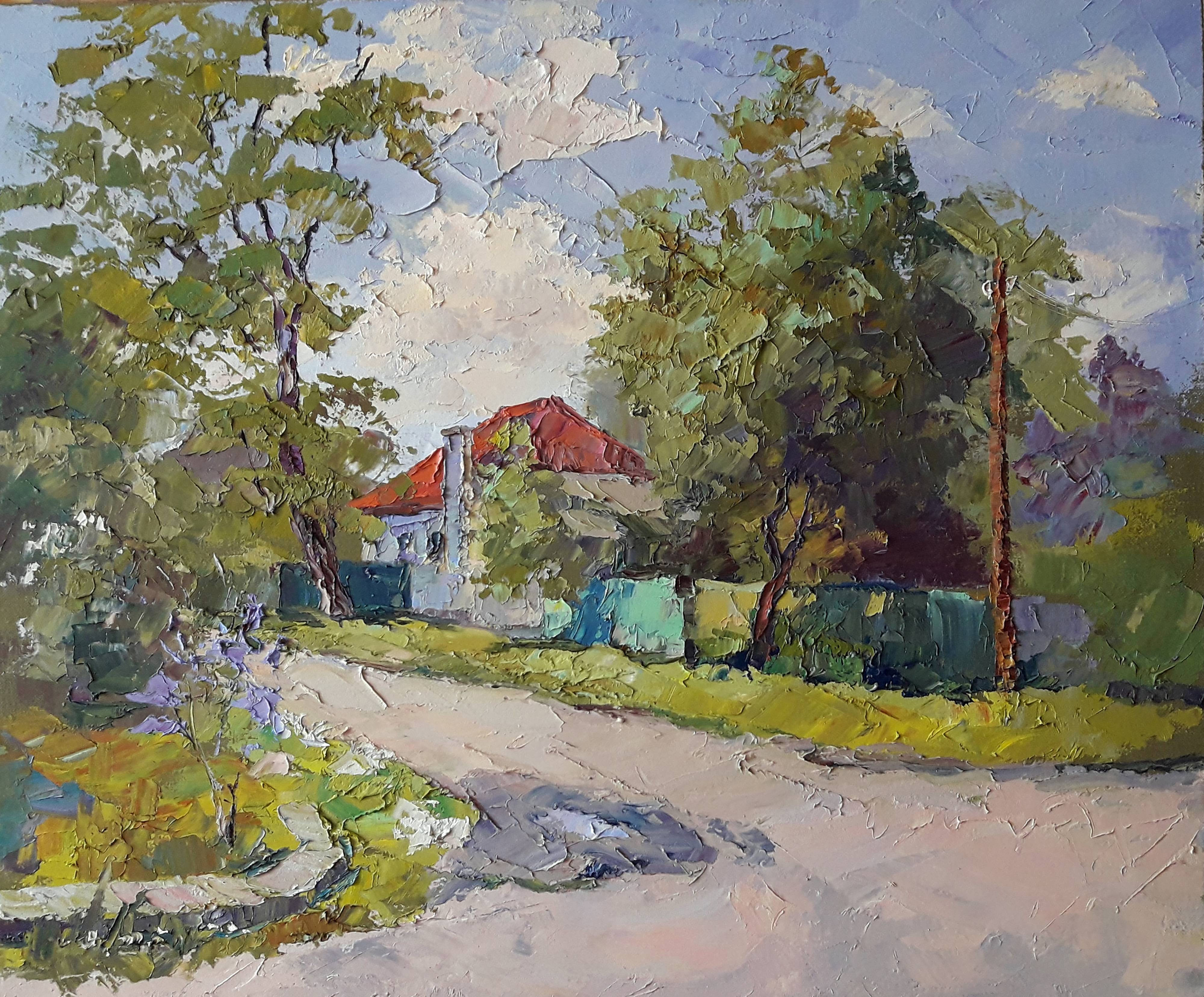 Oil painting House with a Red Roof. 