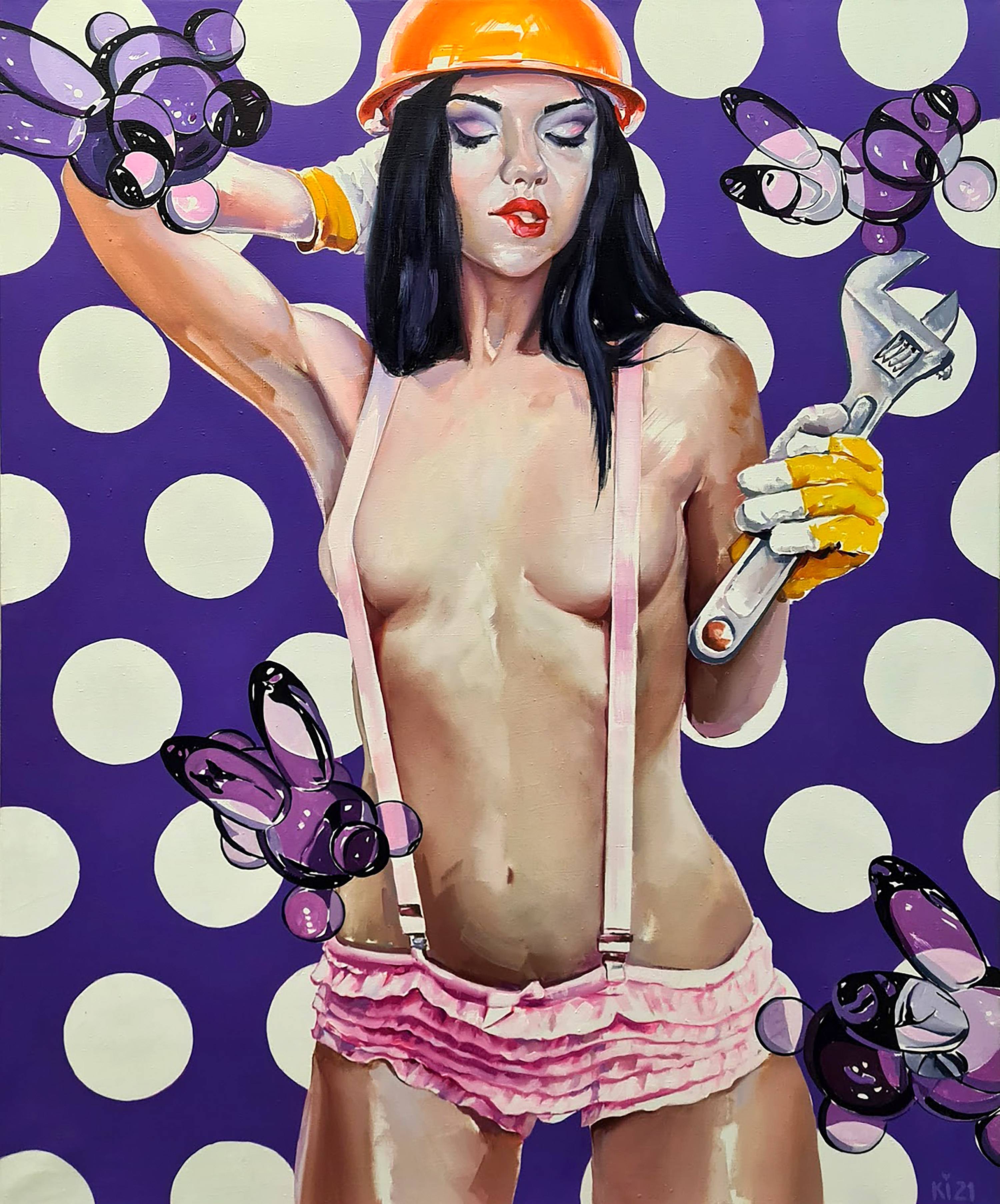 Oil painting Girl with a Key. 