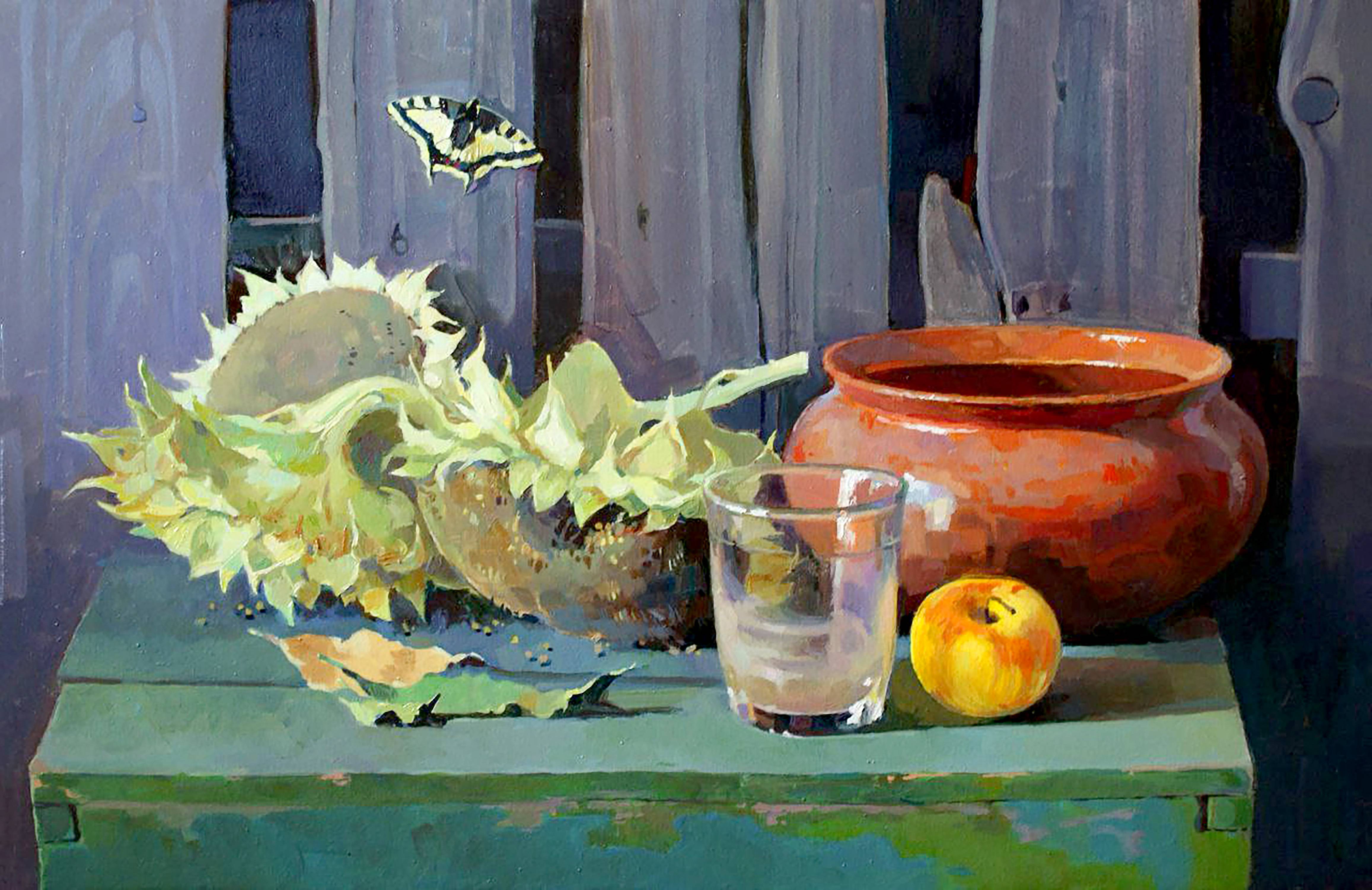 Oil painting August. Ukrainian Vintage