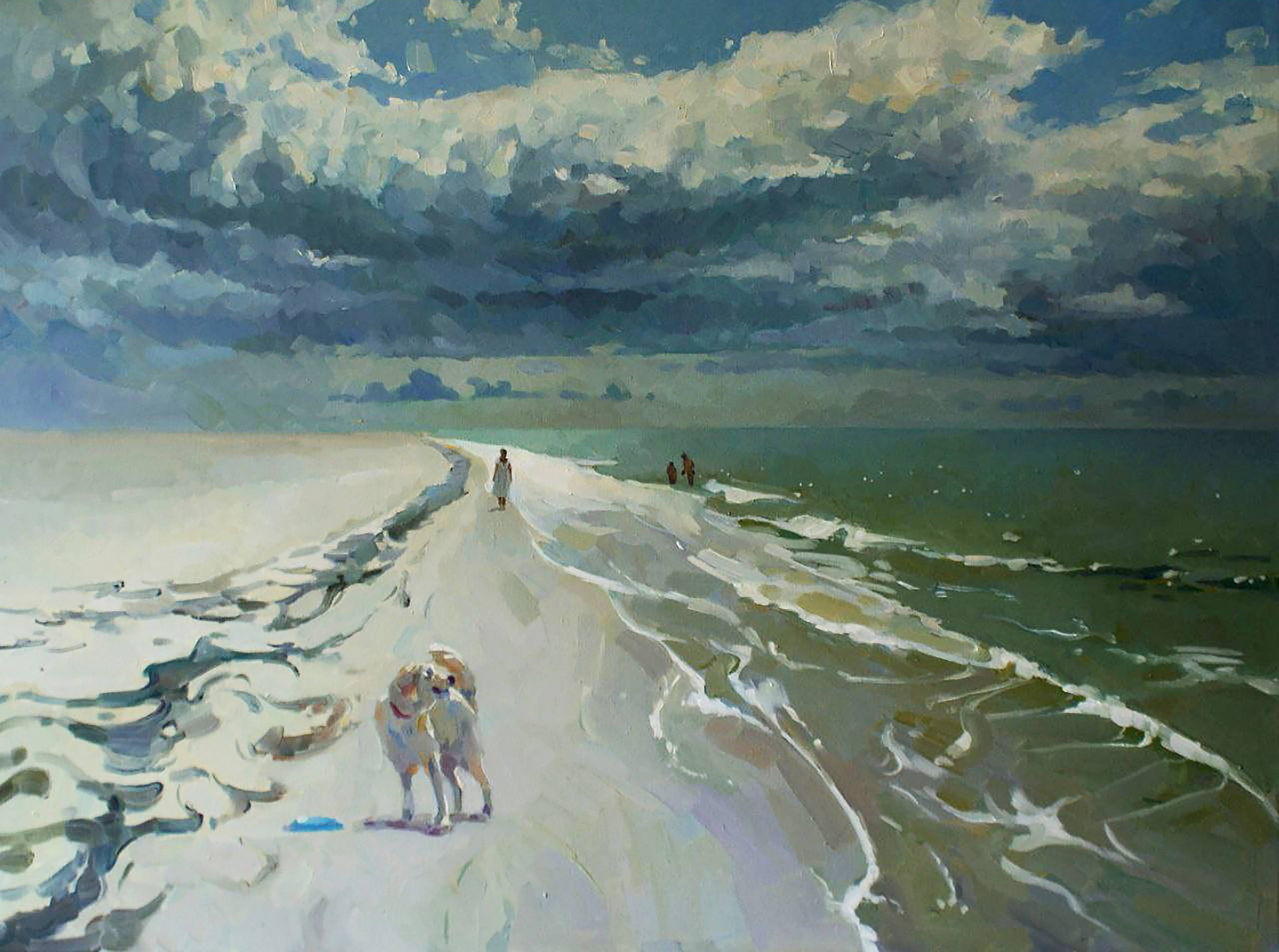 Oil painting Near the Sea. 